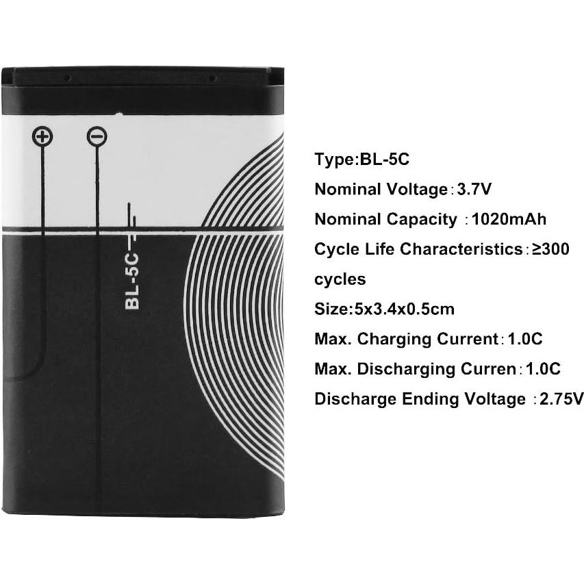 Batería recargable BL-5C 3.7V 1020mAh XHDATA - 2 Piezas