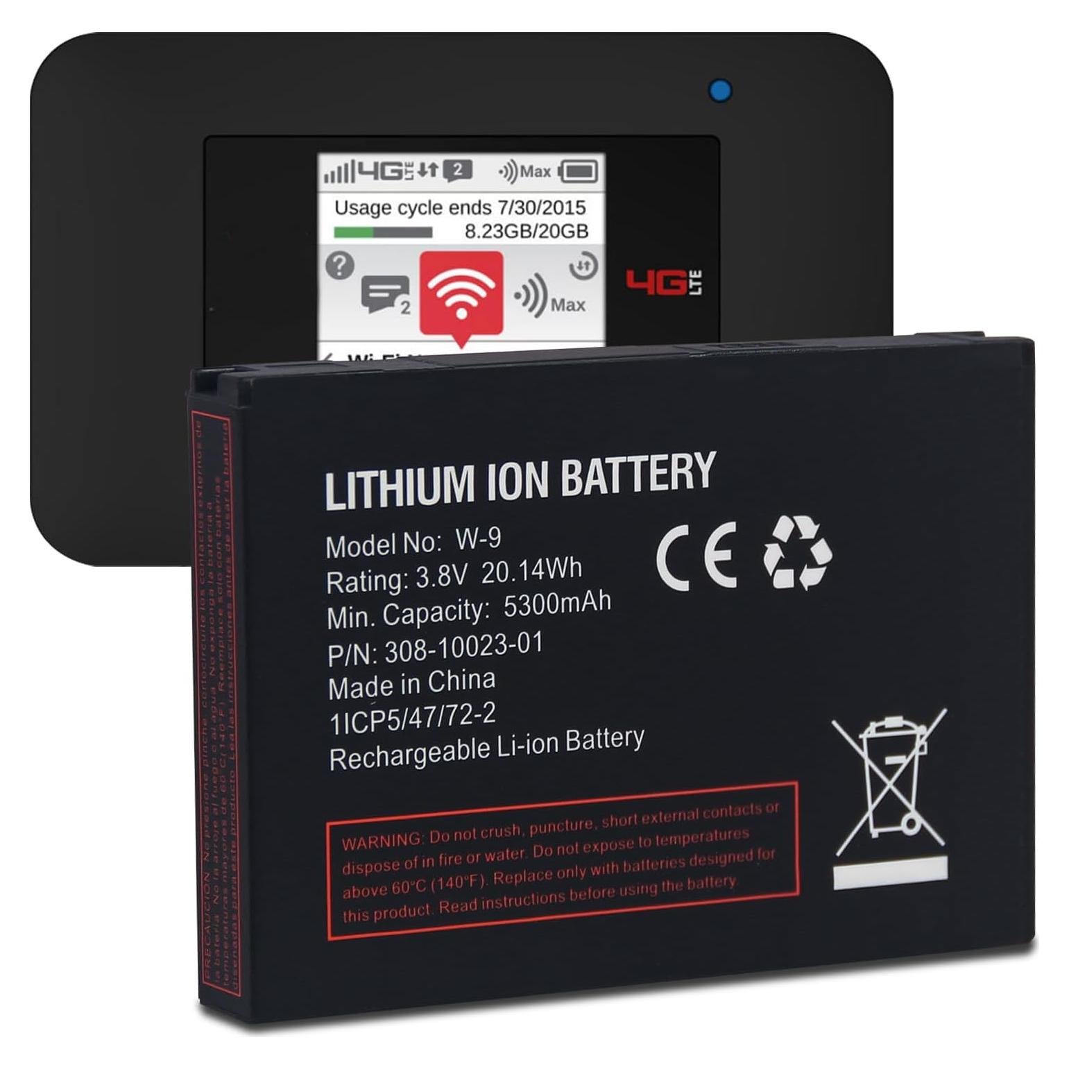 Batería de Reemplazo W-9 JUBOTY 5300mAh para Hotspot 4G LTE