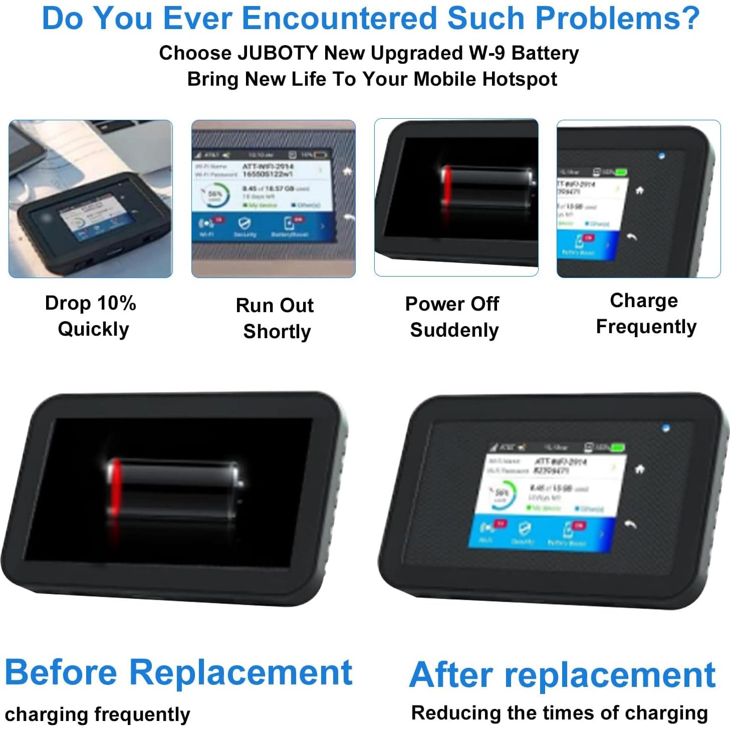 Batería de Reemplazo W-9 JUBOTY 5300mAh para Hotspot 4G LTE