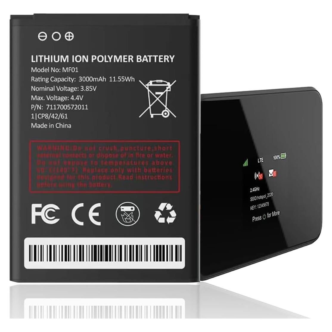 Batería de Reemplazo 3000mAh HamnaKhu para Turbo Hotspot 2