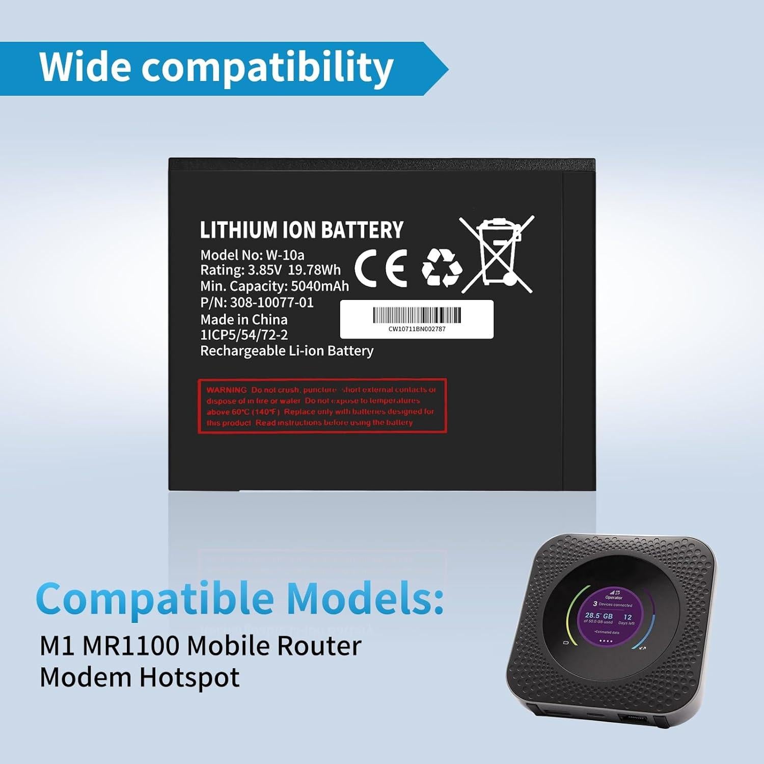 Batería W-10a Senpinkboo para Enrutador Móvil Netgear M1 M2