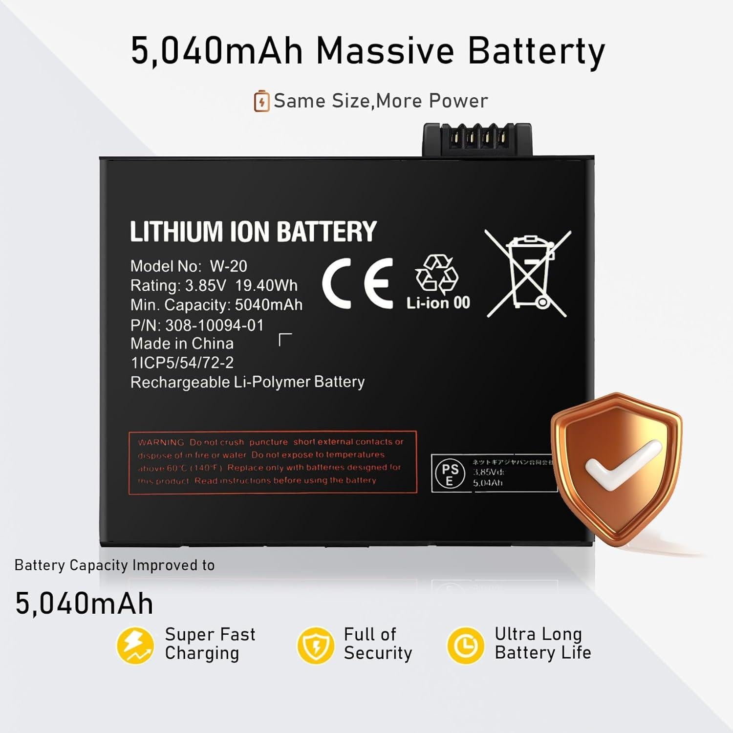 Batería de Reemplazo W-20 TGXJI 5040mAh para Netgear Nighthawk 5G