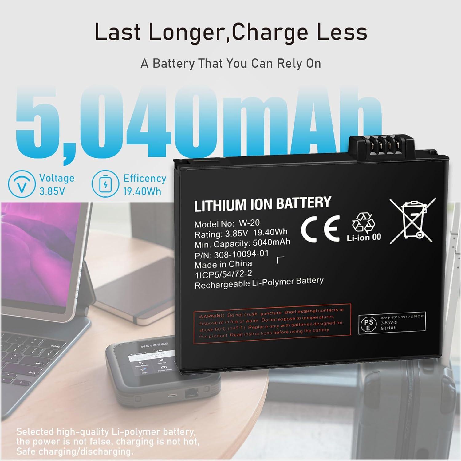 Batería de Reemplazo W-20 TGXJI 5040mAh para Netgear Nighthawk 5G