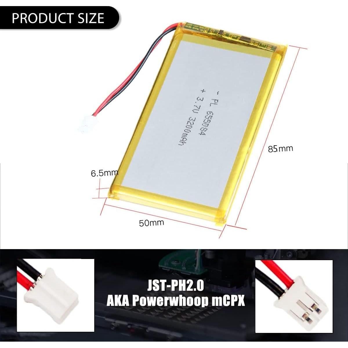 Batería de polímero de litio 3.7V 3200mAh AKZYTUE con conector JST