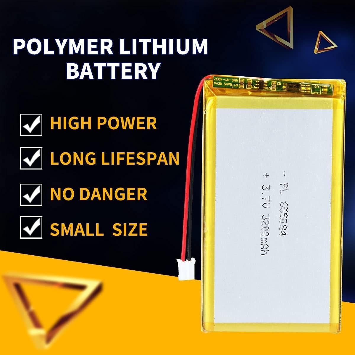 Batería de polímero de litio 3.7V 3200mAh AKZYTUE con conector JST