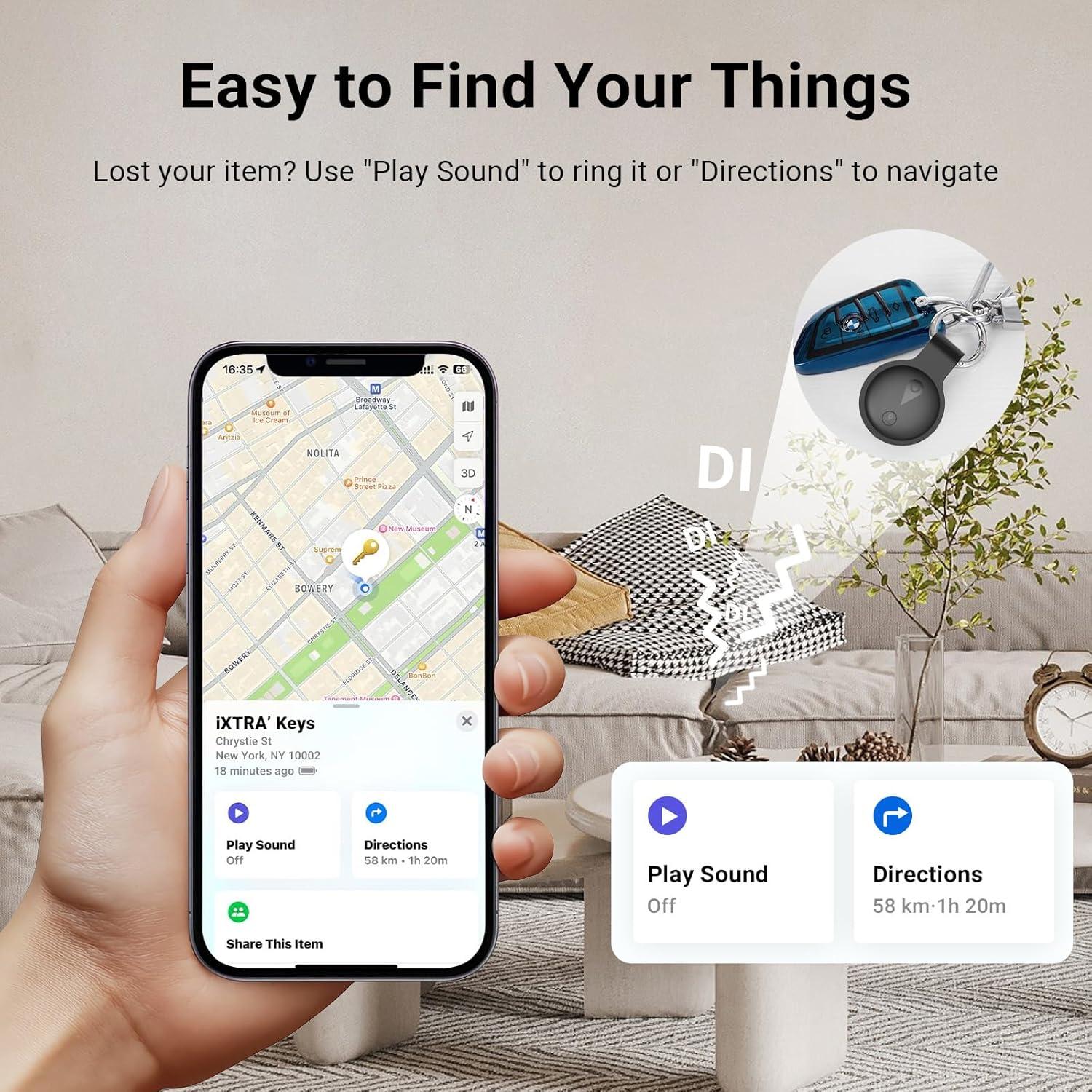 Rastreador Bluetooth iXTRA Finder Tag F18B 4 Pack Negro