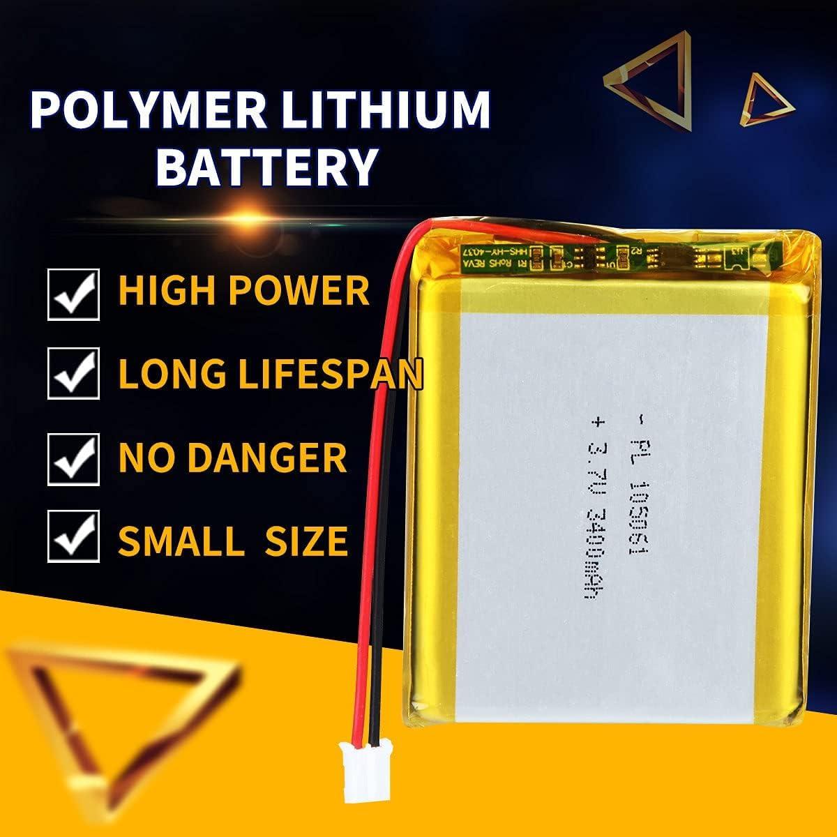 Batería de polímero de litio AKZYTUE 3.7V 3400mAh 105061