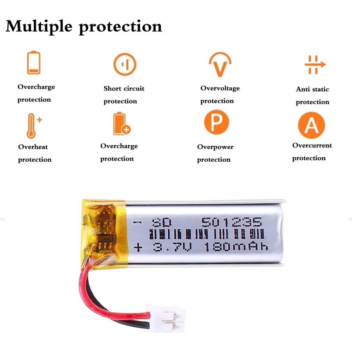 Batería de polímero de litio 3.7V 180mAh BIHUADE 501235