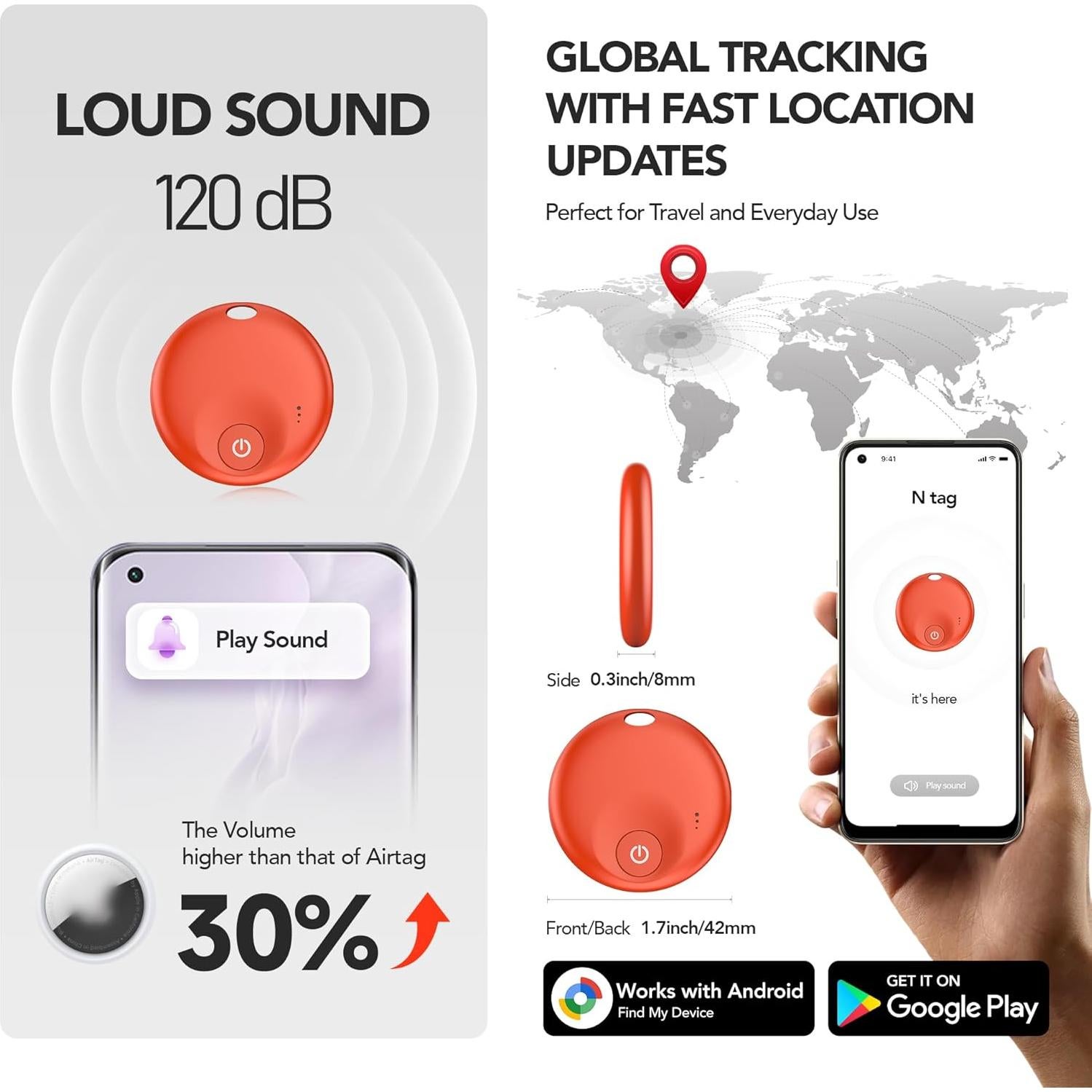 Rastreador de Ubicación Android PAKCQNH Rojo Bluetooth