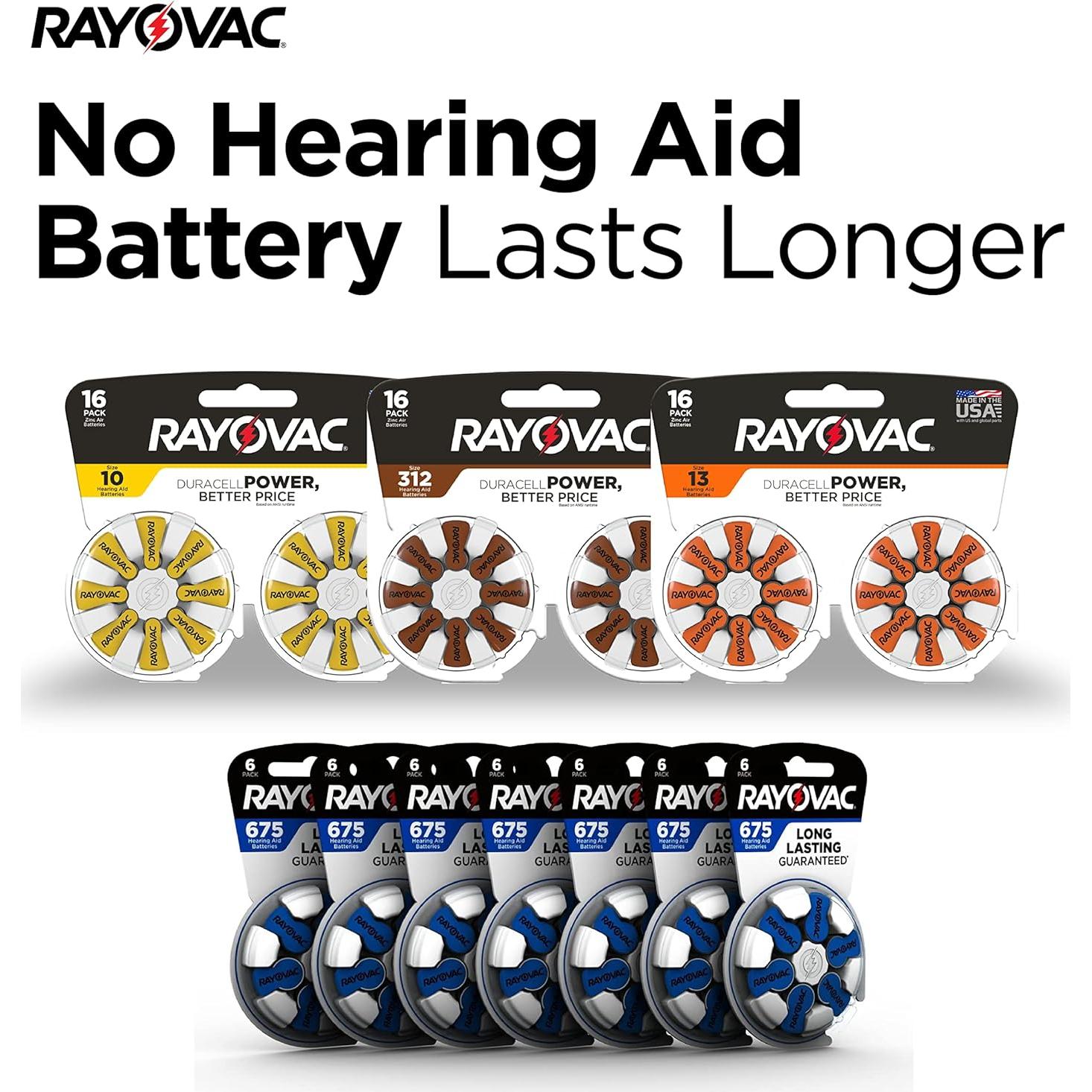 Baterías Rayovac Tamaño 675 para Audífonos - 42 Unidades