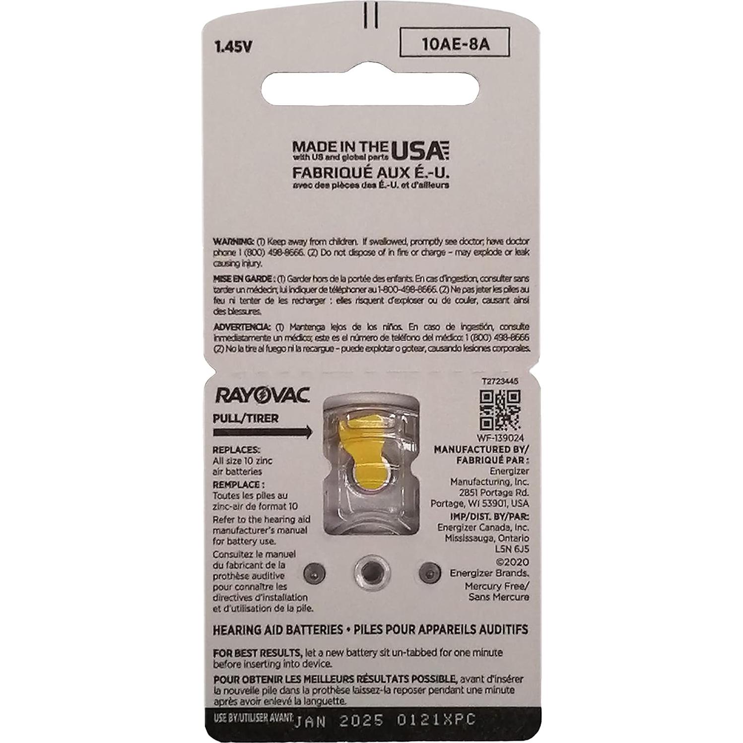 Baterías Rayovac Extra Tamaño 10 - 80 Unidades