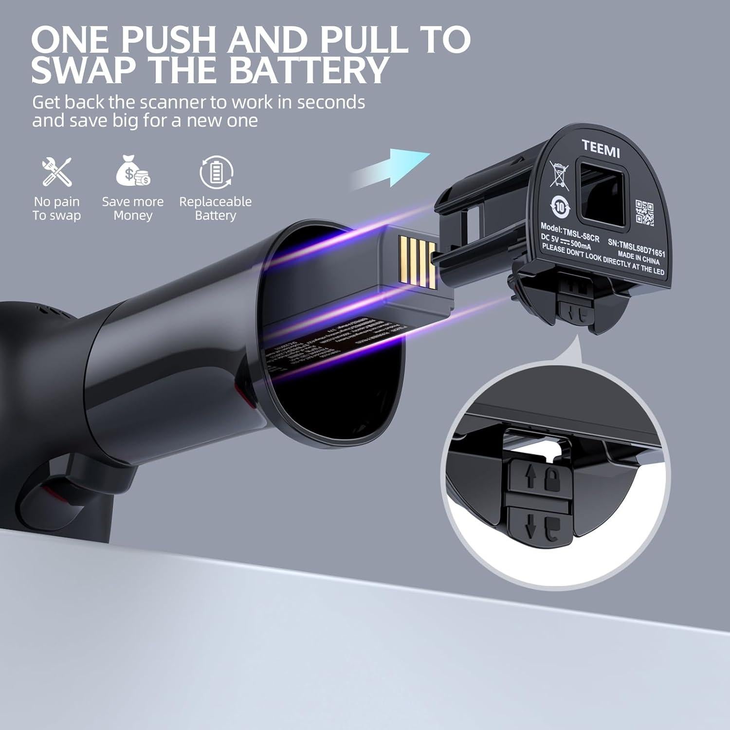 Escáner de Código de Barras TEEMI TMSL-58CR Bluetooth 2D