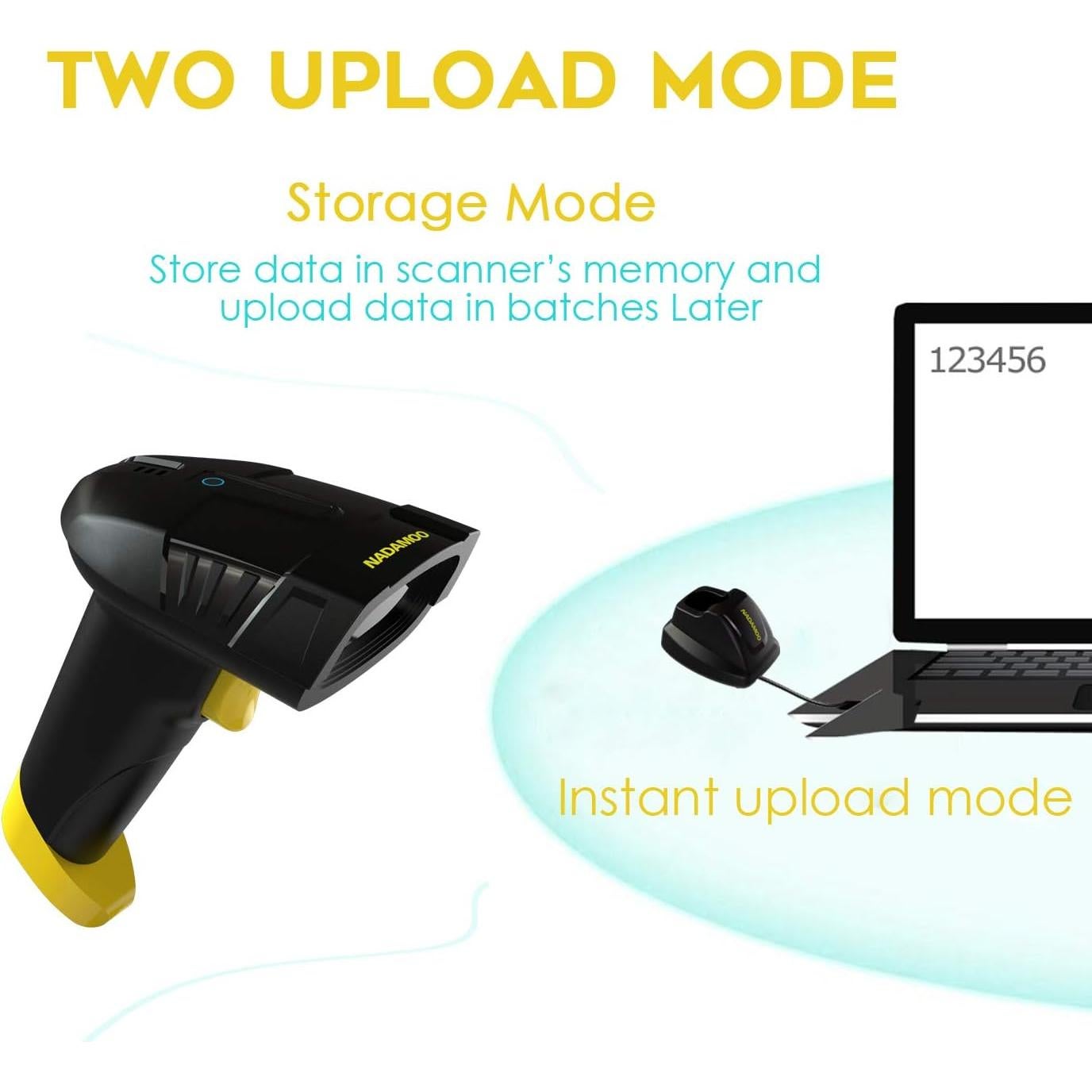 Escáner de Código de Barras Inalámbrico NADAMOO Bur3105 400m