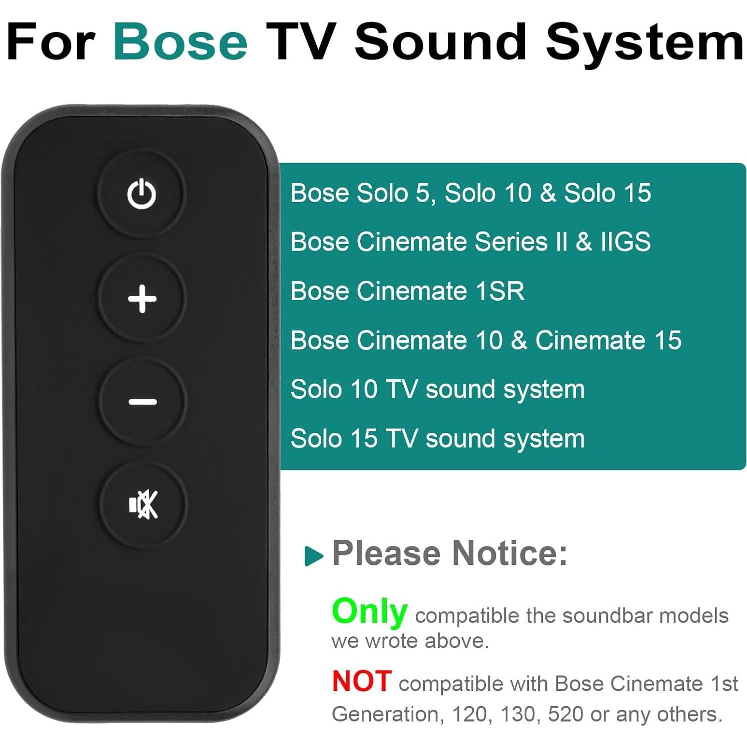 Control Remoto Reemplazo YJY para Bose Solo 5 10 15 y CineMate