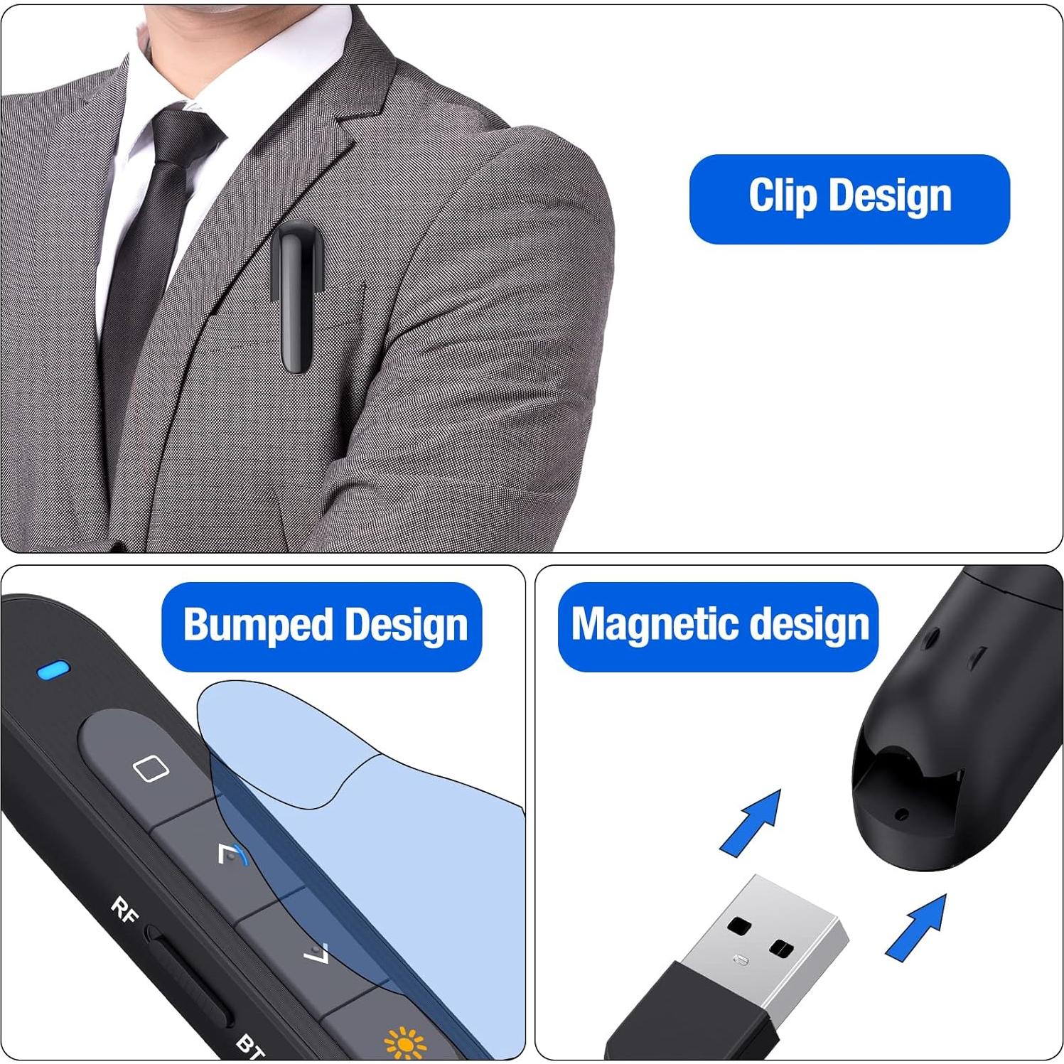 Controlador de Presentación Inalámbrico DinoFire RCRF-021 Bluetooth y RF