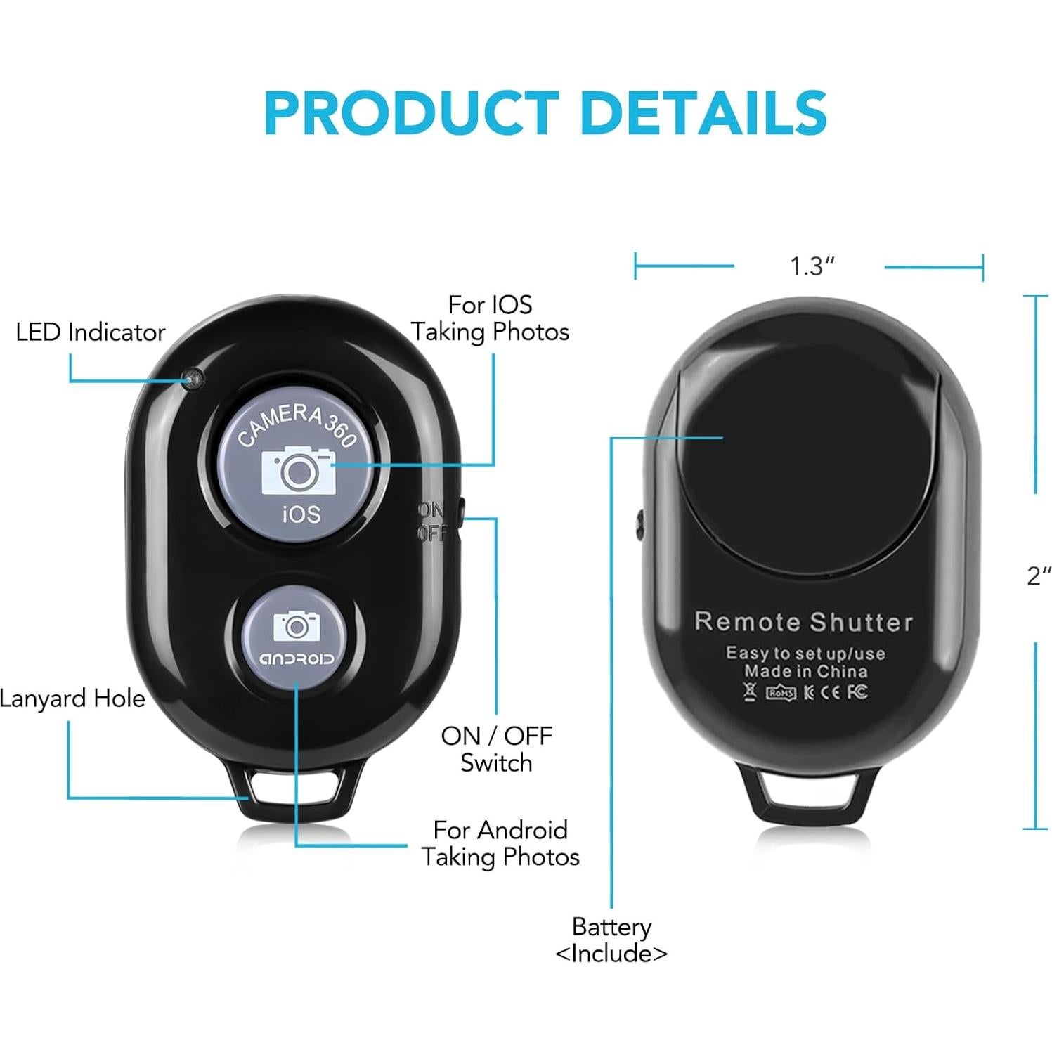 Paquete de 2 Control Remoto Inalámbrico Skoutag P1 para iPhone y Android