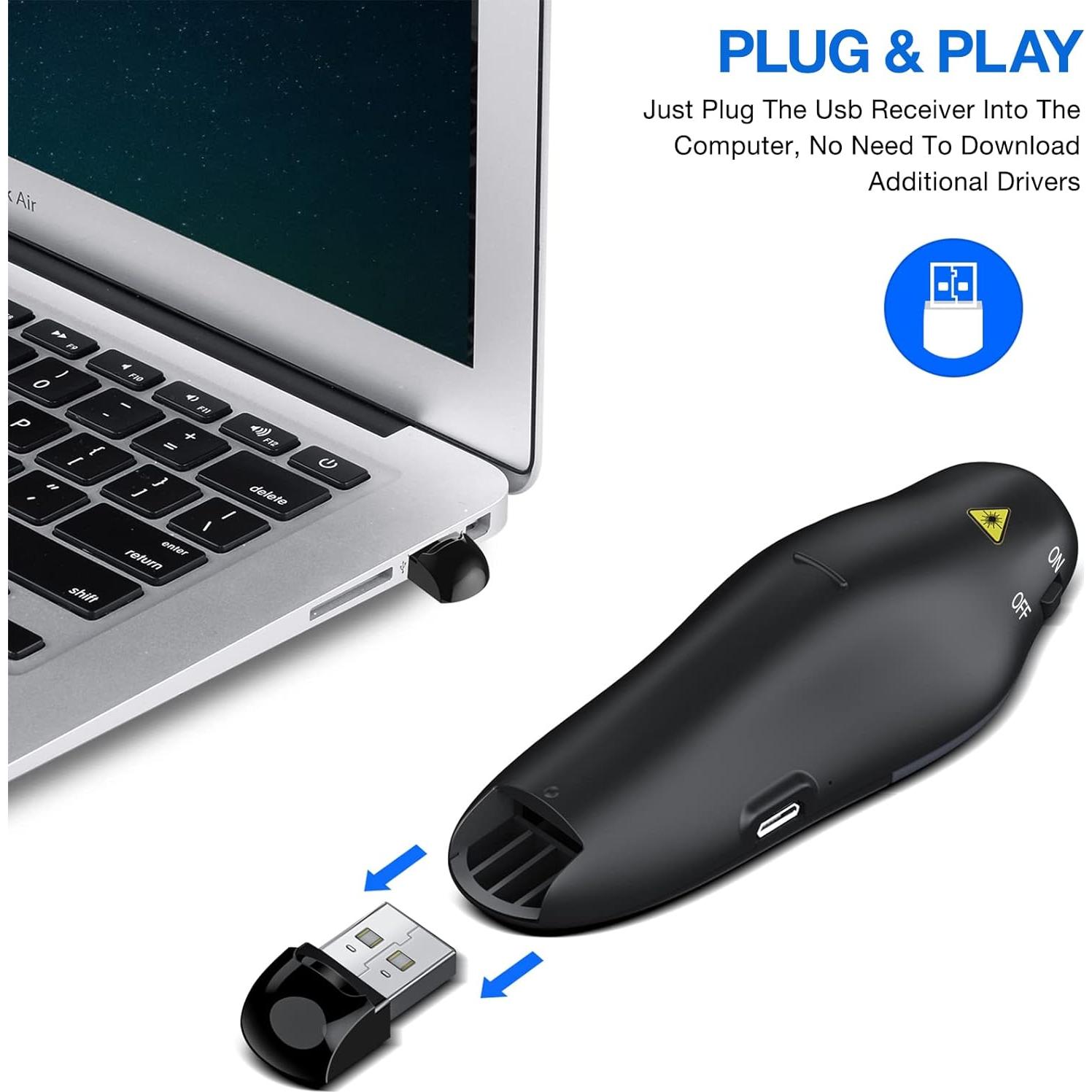 Controlador de Presentación Inalámbrico Quro RLP303 Rojo