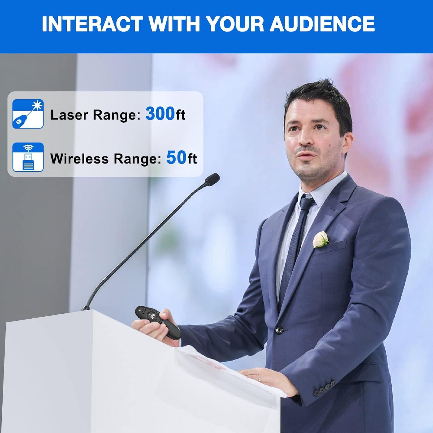 Controlador de Presentación Inalámbrico Quro RLP303 Rojo