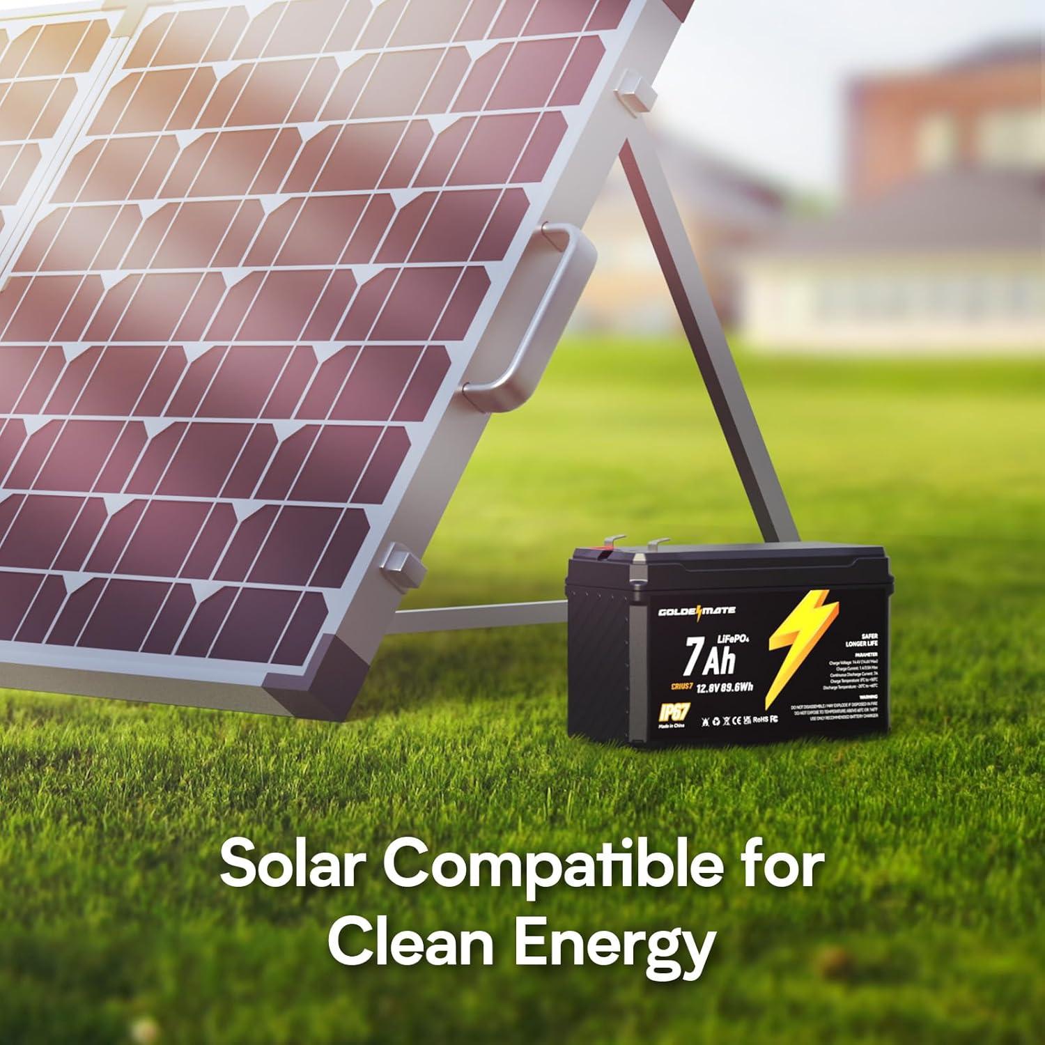 Batería de Litio LiFePO4 GOLDENMATE 12V 7Ah IP67 5000+ Ciclos