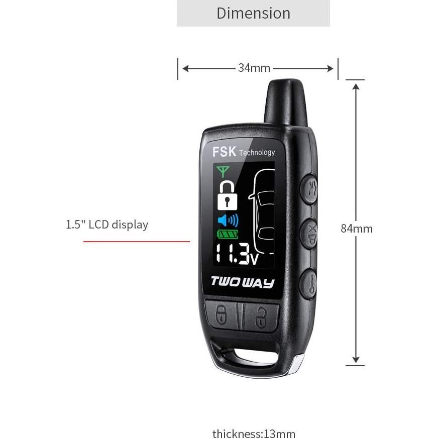 Sistema de Alarma para Automóvil EASYGUARD EC206-B 2 Vías LCD