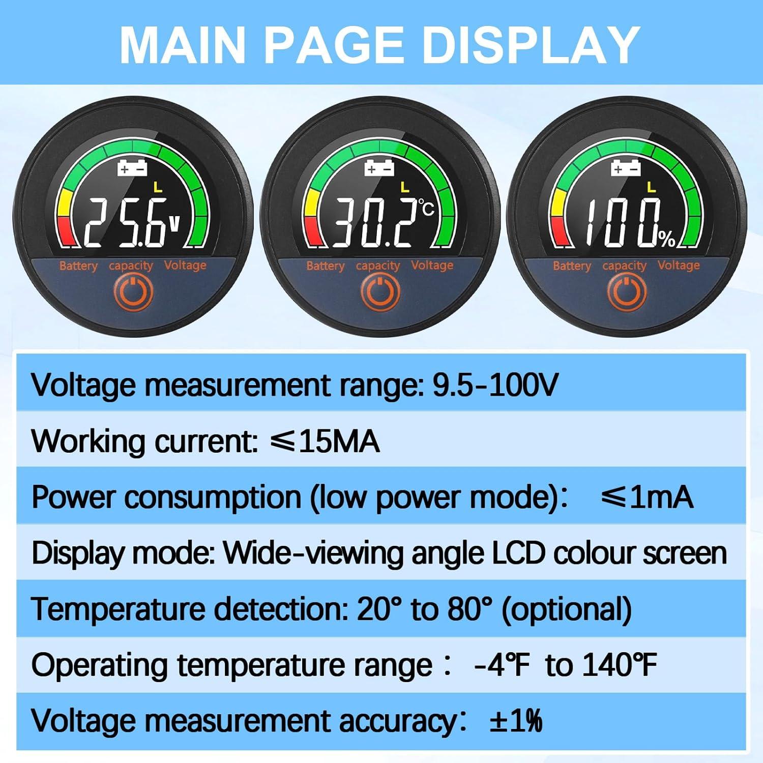 Conjunto de 2 Monitores de Batería LCD 12V a 84V Relaxweex