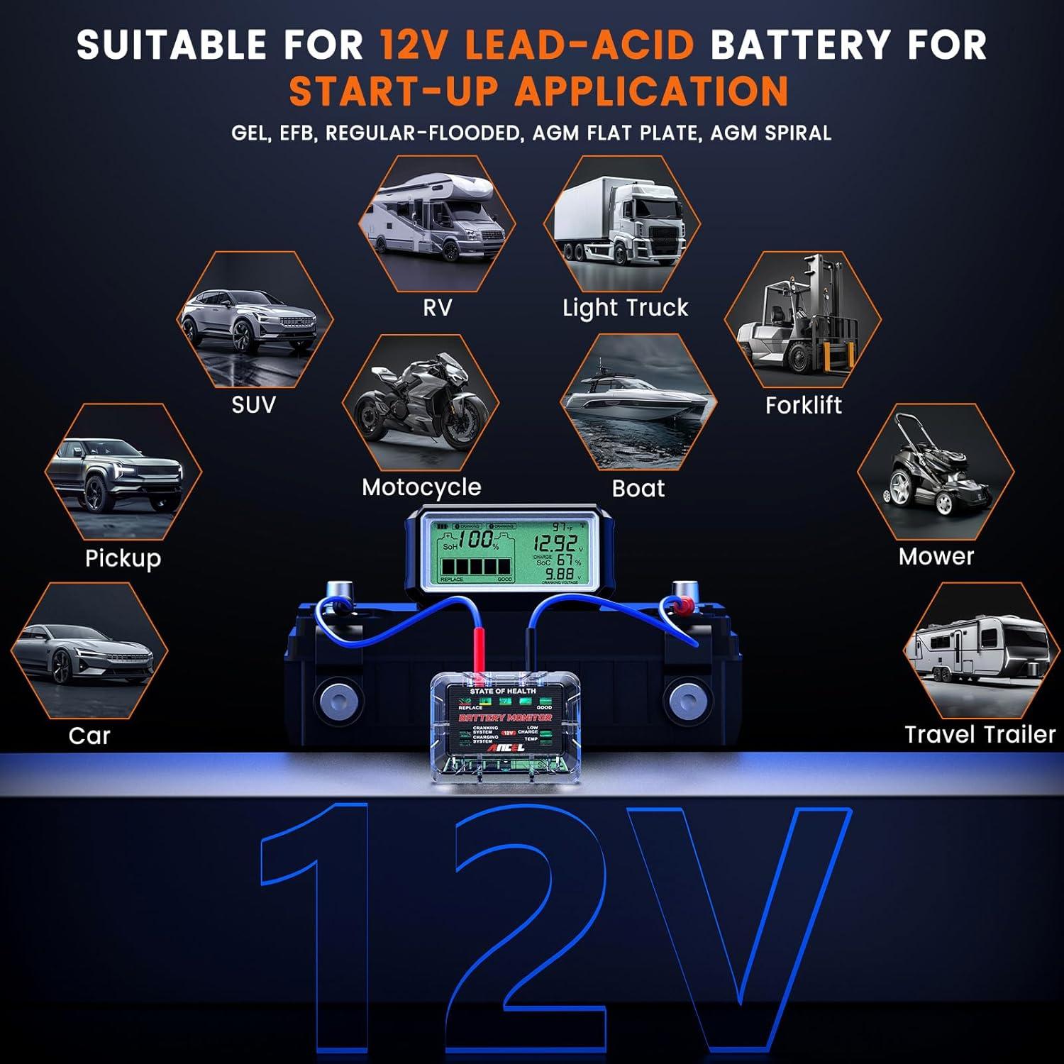 Monitor de Batería Inalámbrico ANCEL BM200 PRO 12V