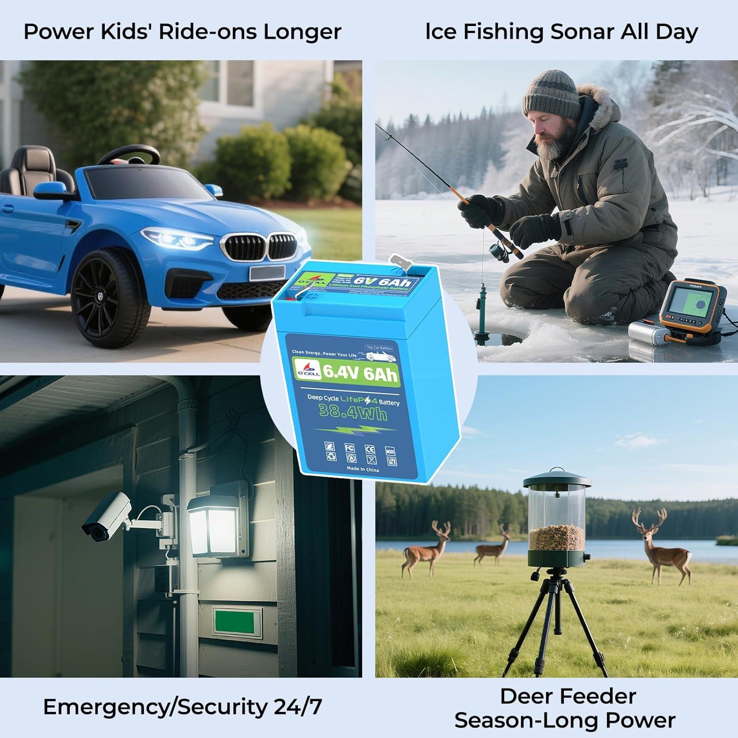 Batería LiFePO4 6V 6Ah OCELL - 4000+ Ciclos, Compacta