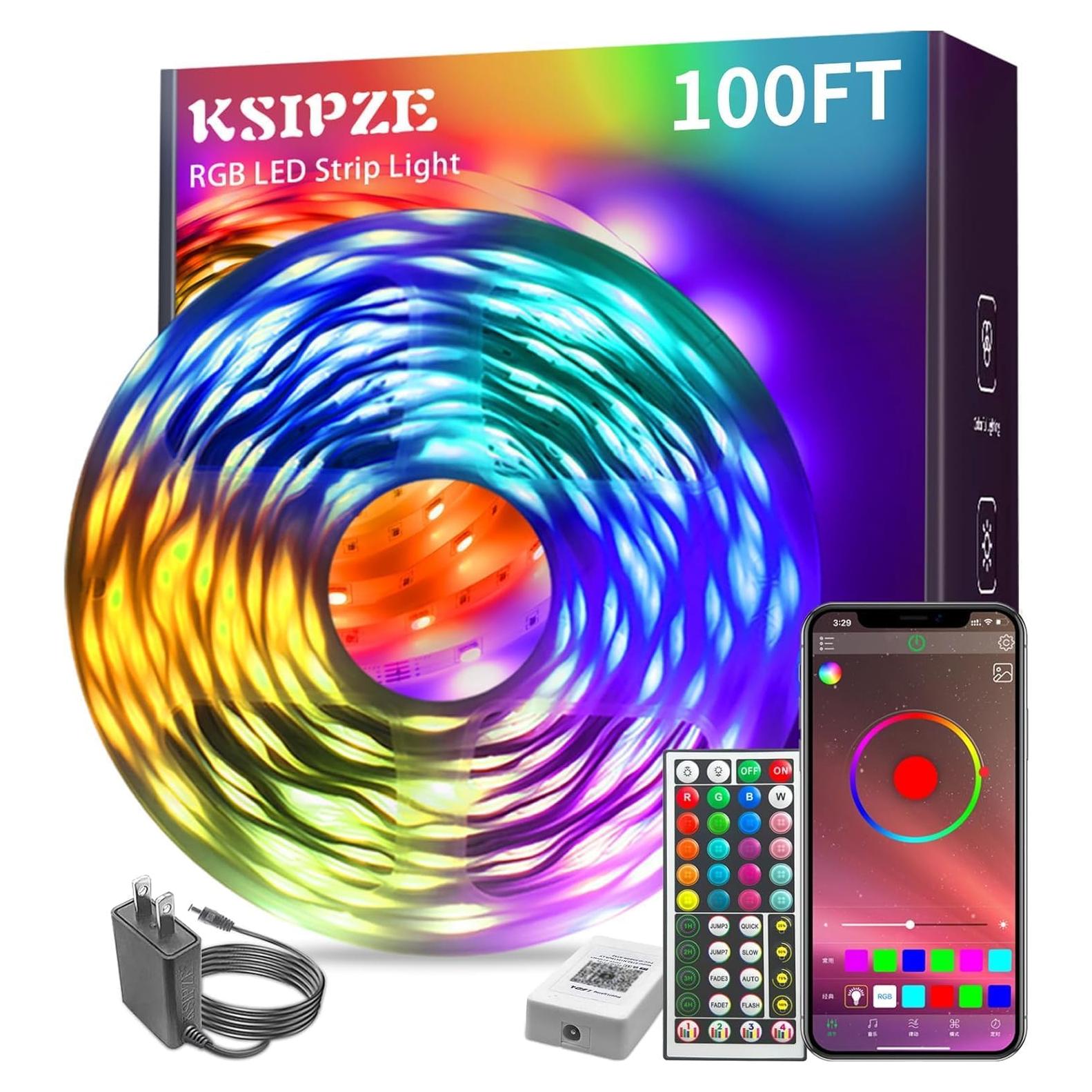 Tira LED RGB KSIPZE 30,48 m Control Bluetooth Música