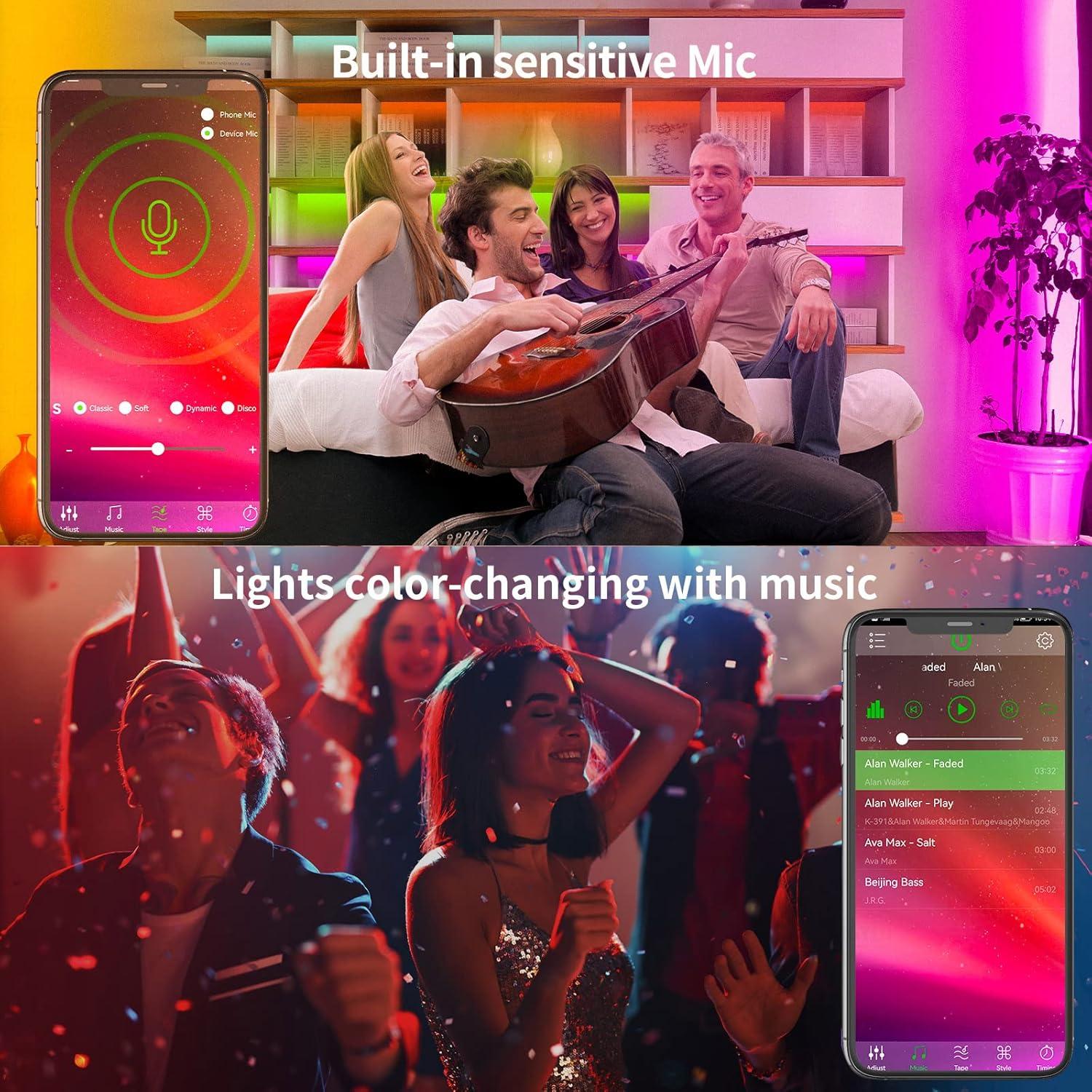 Tira LED RGB KSIPZE 30,48 m Control Bluetooth Música