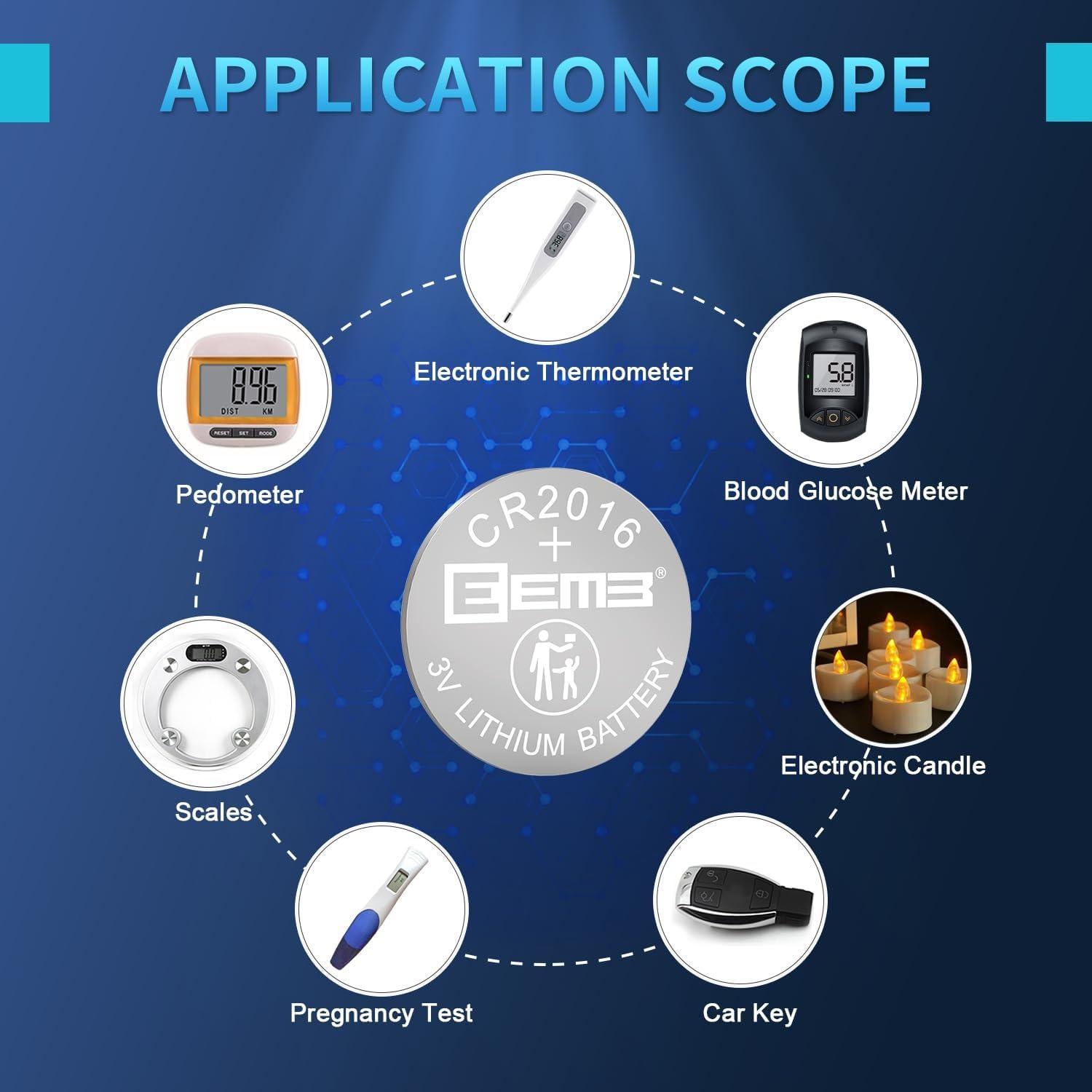 Paquete de 5 Baterías de Litio CR2016 EEMB 3V 85mAh