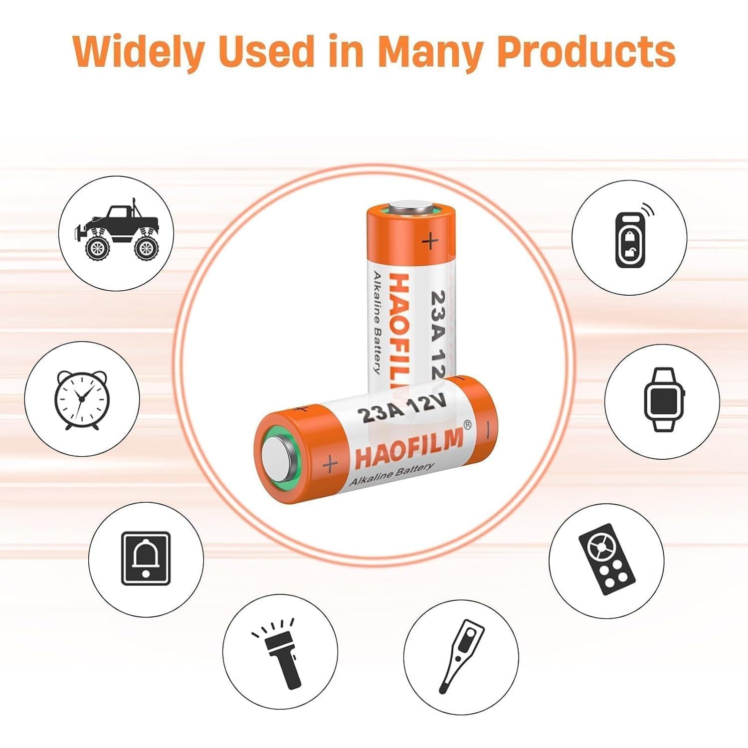 HAOFILM 23A 12V Alkaline Batteries (5 Pack) - Long Lasting Power, 3-Year Shelf Life | Bulk Value Pack for Car Remotes, Medical Devices, Garage Door Openers, Toys & More