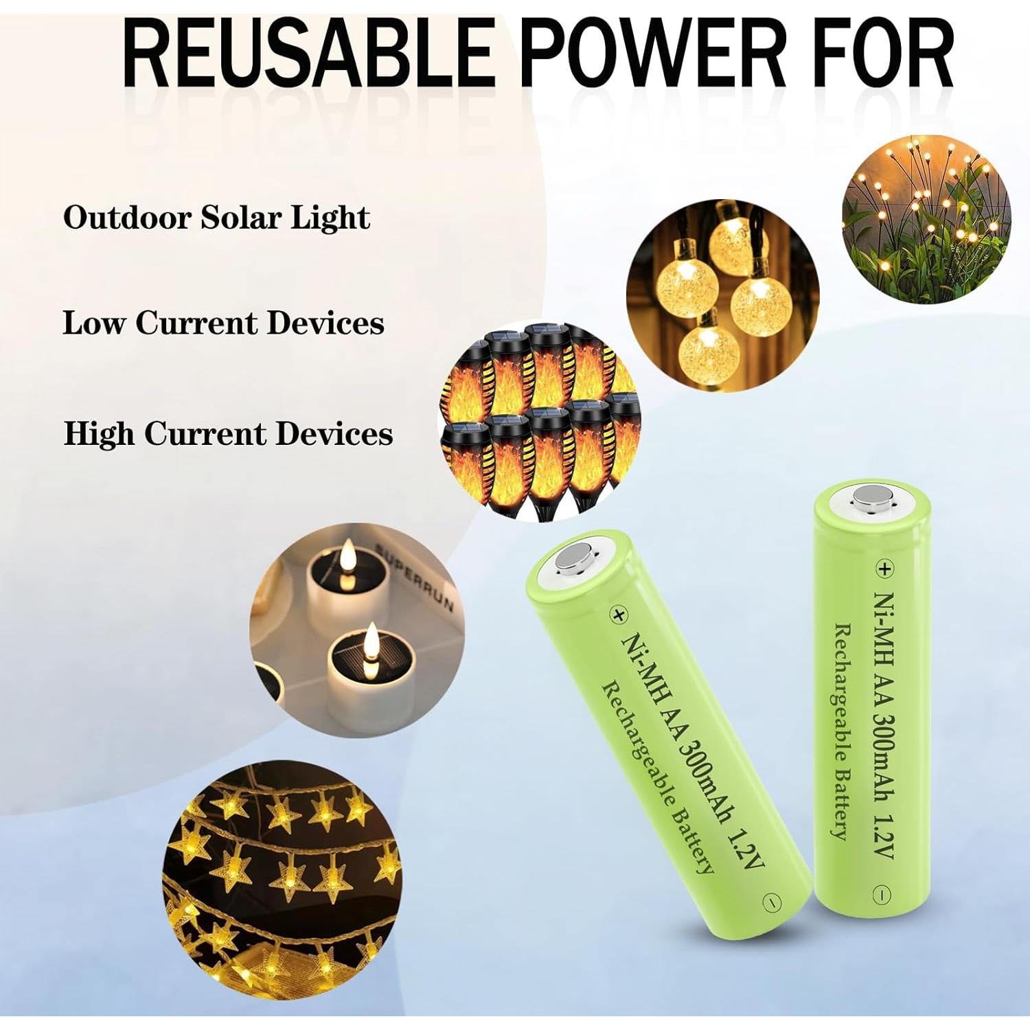 Baterías recargables NI-MH AA 300mAh 1.2V Teneyuuo - Paquete de 4