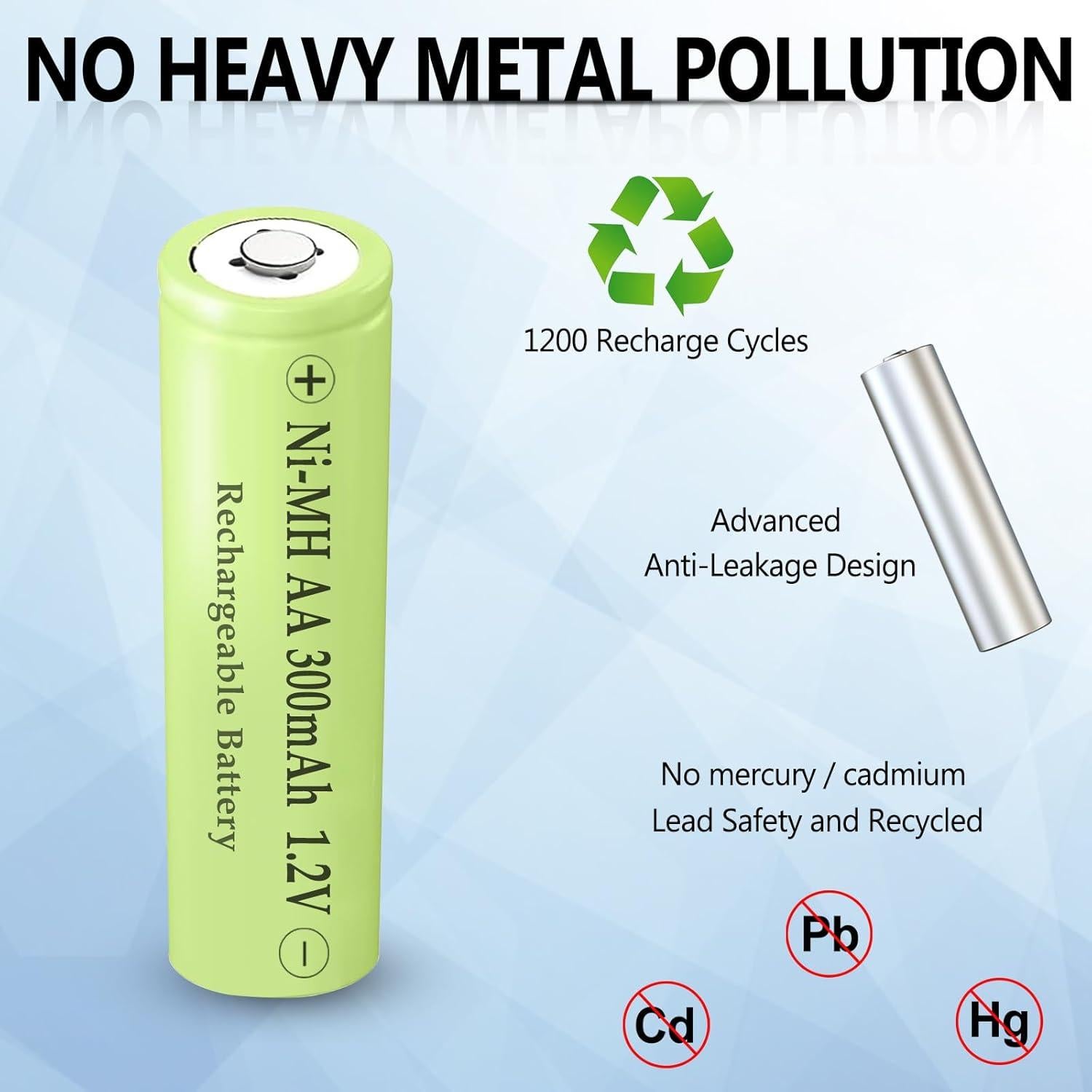 Baterías recargables NI-MH AA 300mAh 1.2V Teneyuuo - Paquete de 4