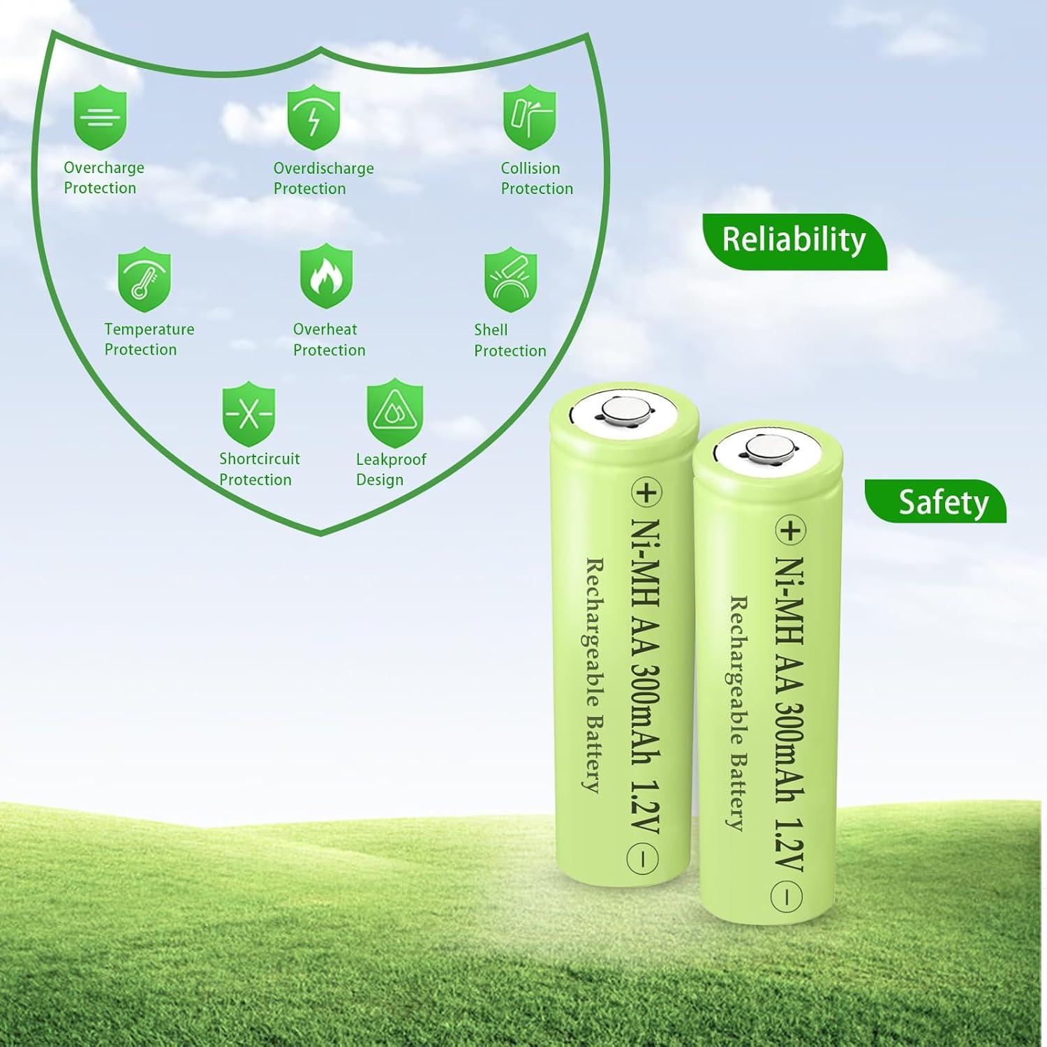 Baterías recargables NI-MH AA 300mAh 1.2V Teneyuuo - Paquete de 4