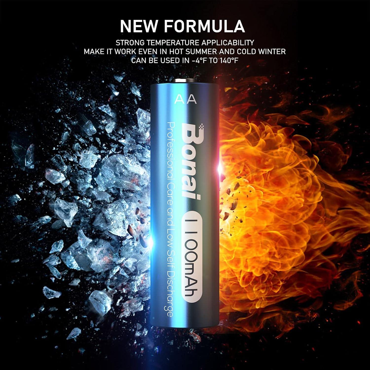 Baterías recargables AA Bonai 1100mAh para luces solares - 8 unidades