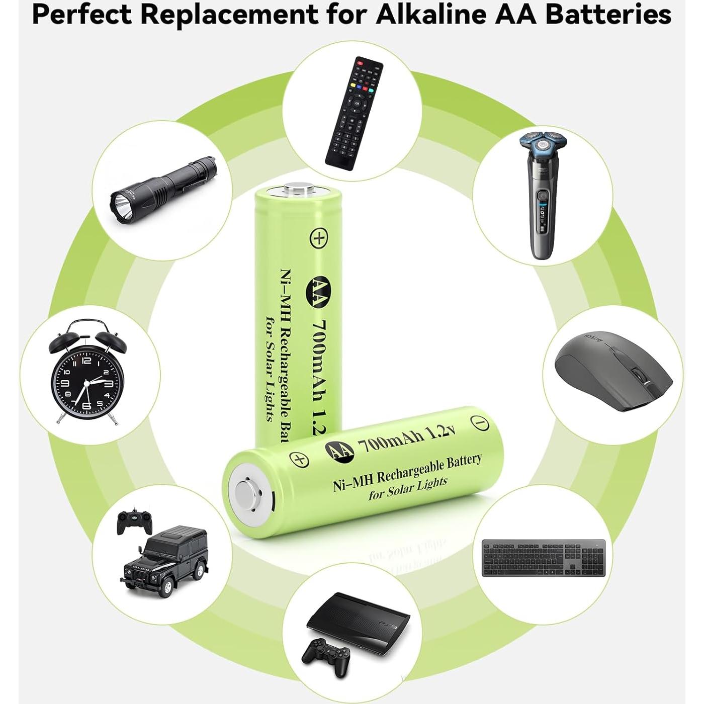 Paquete de 16 Baterías Recargables AA Ni-Mh 1.2V 700mAh Henreepow