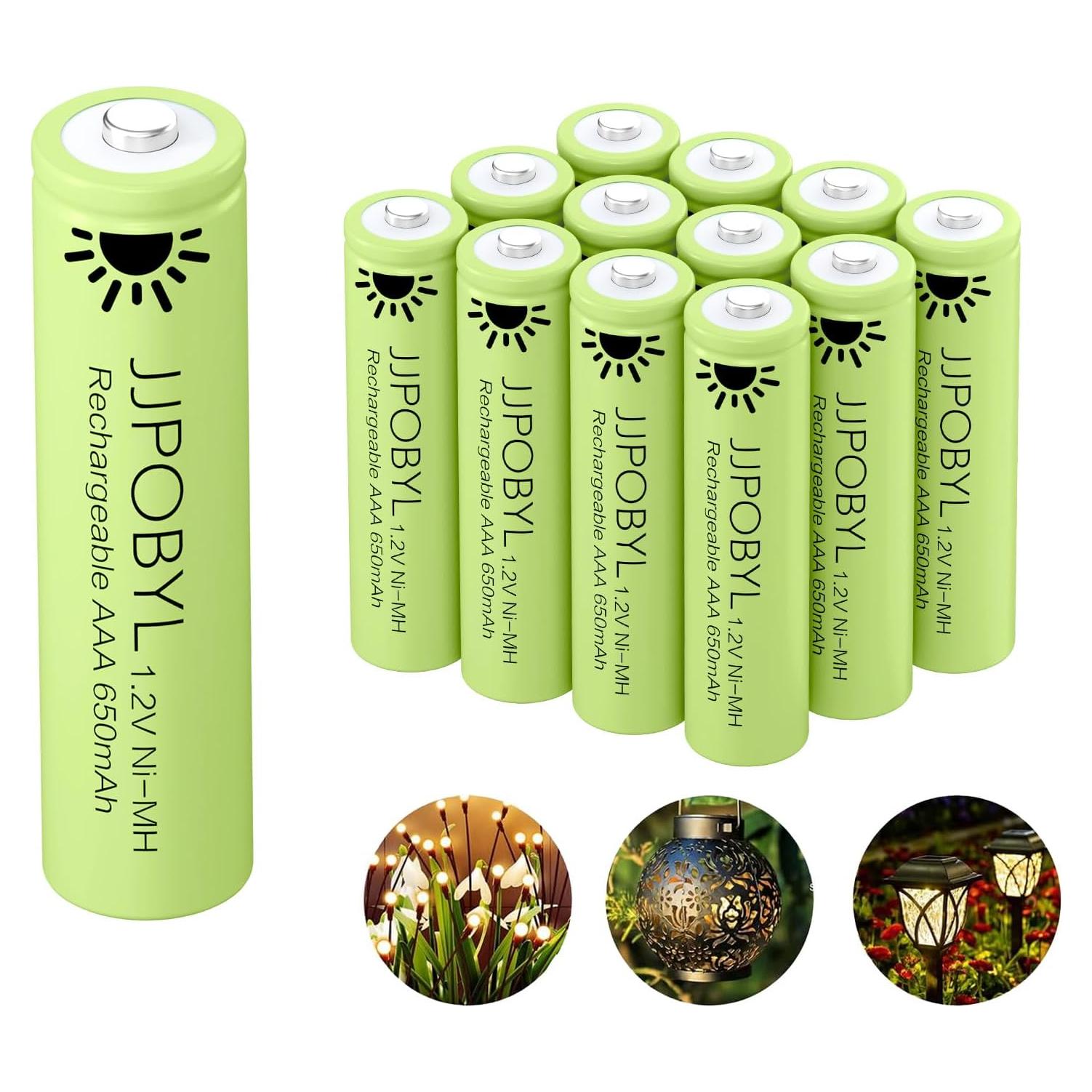 Baterías Recargables Ni-MH AAA 1.2V 650mAh JJPOBYL - Paquete de 12