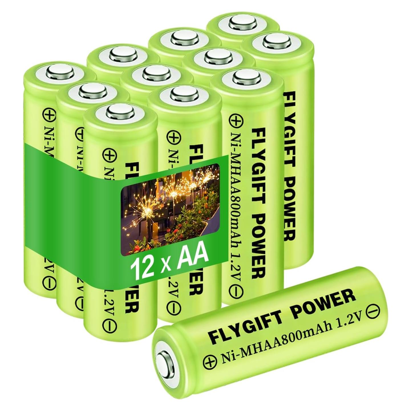 Baterías Recargables AA FlyGift 800mAh 1.2V Pack 12 Unidades