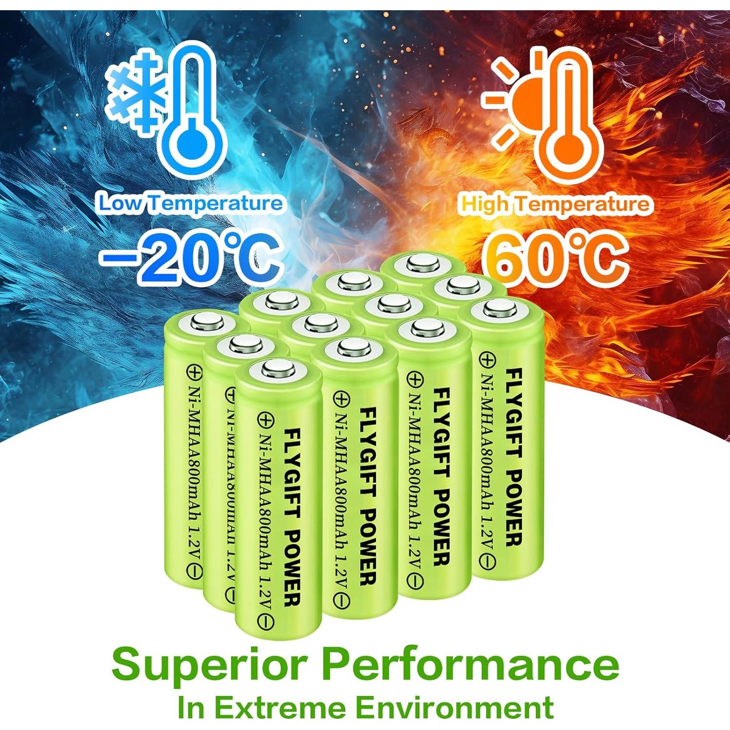 Baterías Recargables AA FlyGift 800mAh 1.2V Pack 12 Unidades