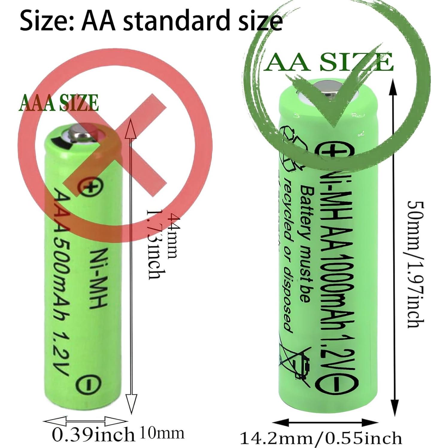 Paquete de 16 Baterías Recargables AA 1.2V NiMH 1000mAh