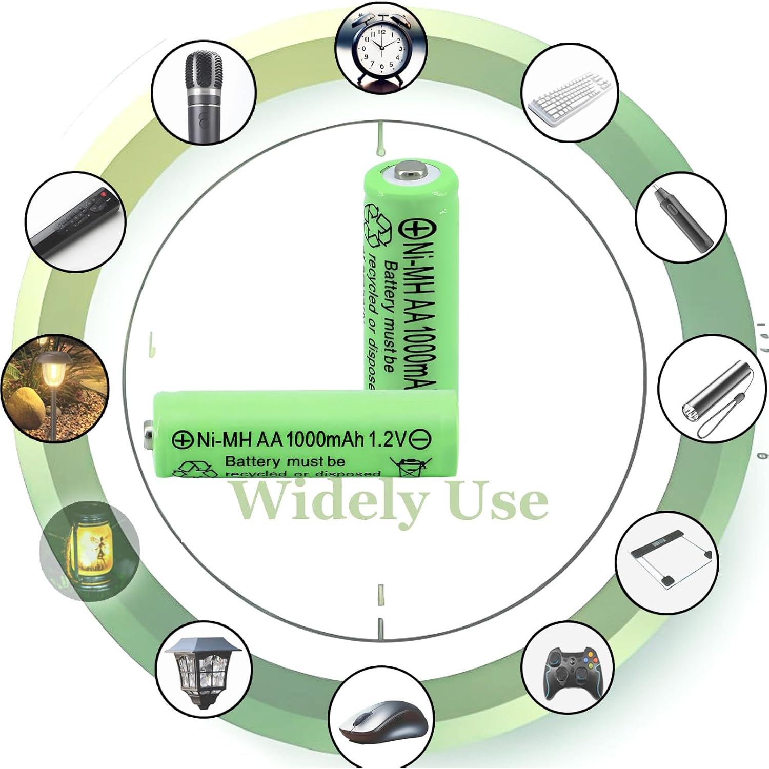 Paquete de 16 Baterías Recargables AA 1.2V NiMH 1000mAh