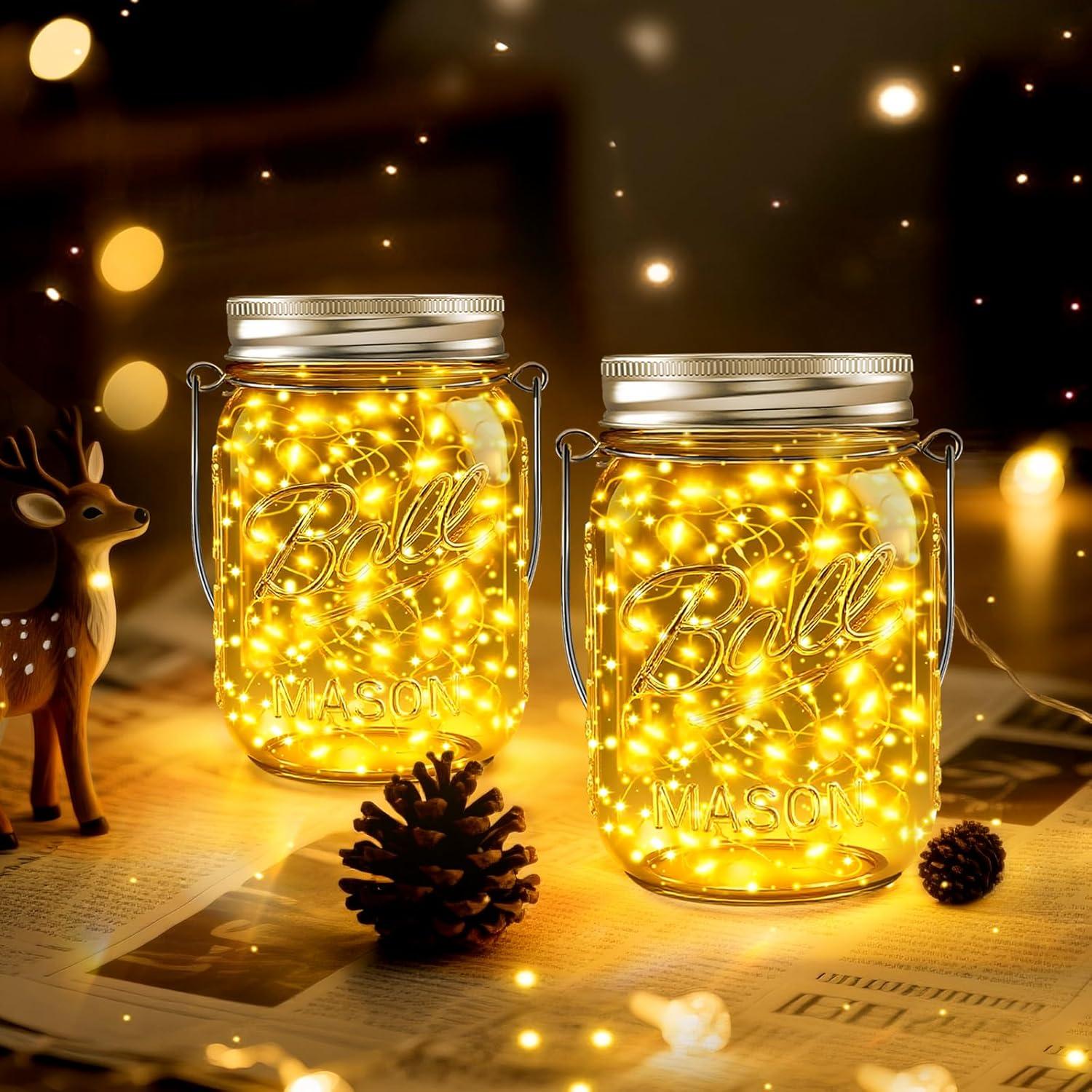 Luces Solares en Tarros de Conserva ZNYCYE - 12 LEDs Blancas Cálidas