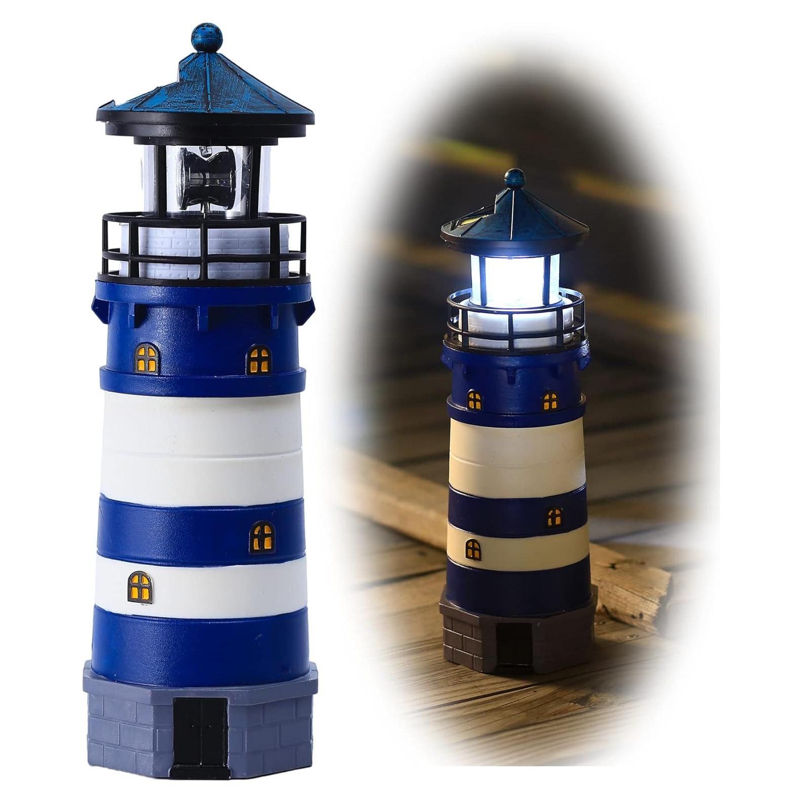 Faro Solar LED Rotativo HSHD para Jardín Azul Decorativo