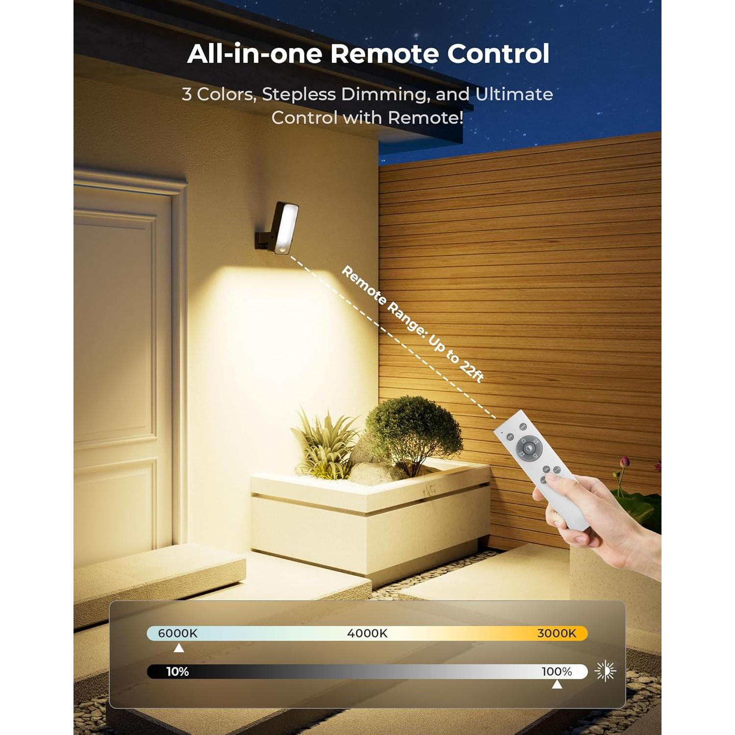 Sensor de Movimiento Luz Exterior PopoIron 600 Lúmenes Batería 10000mAh