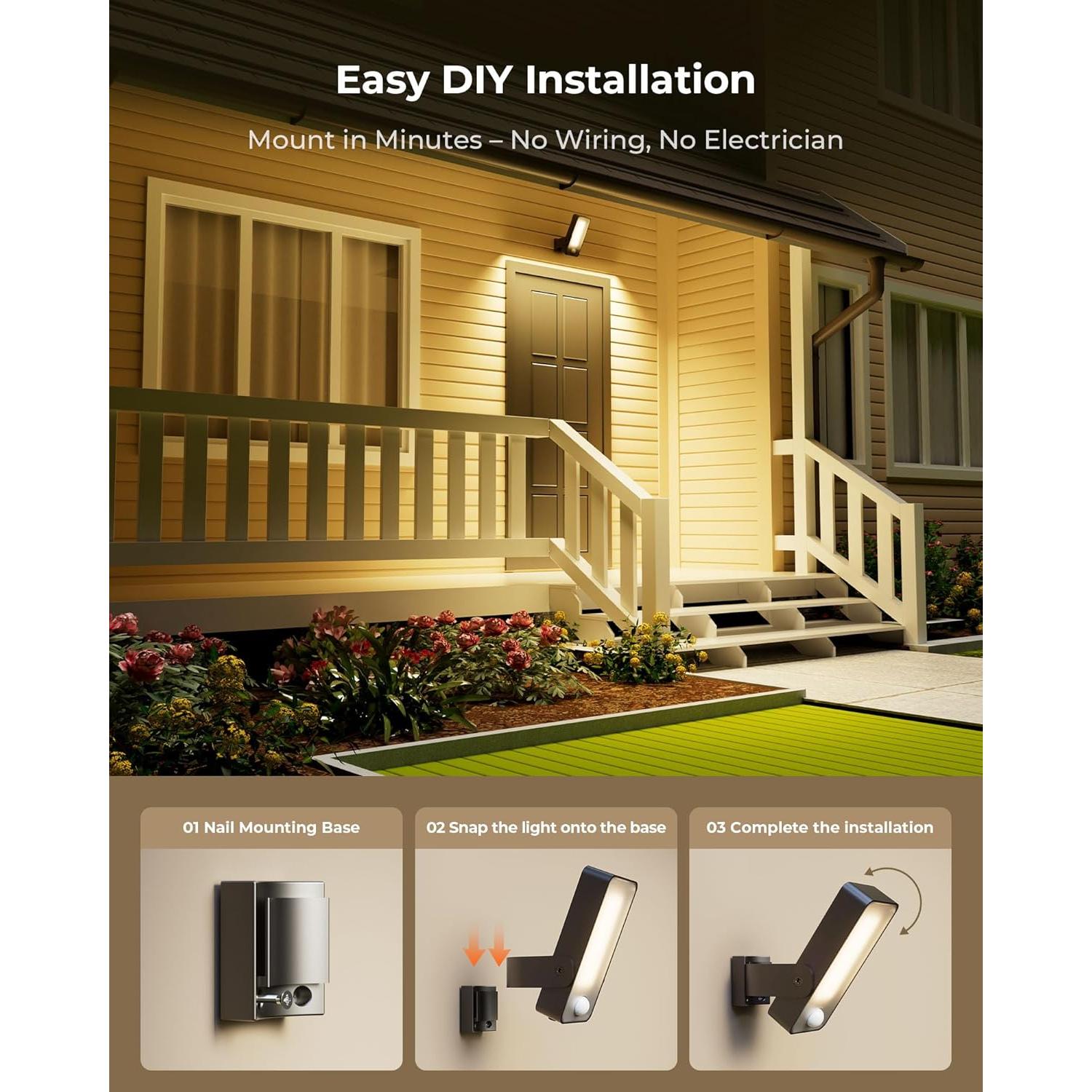 Sensor de Movimiento Luz Exterior PopoIron 600 Lúmenes Batería 10000mAh