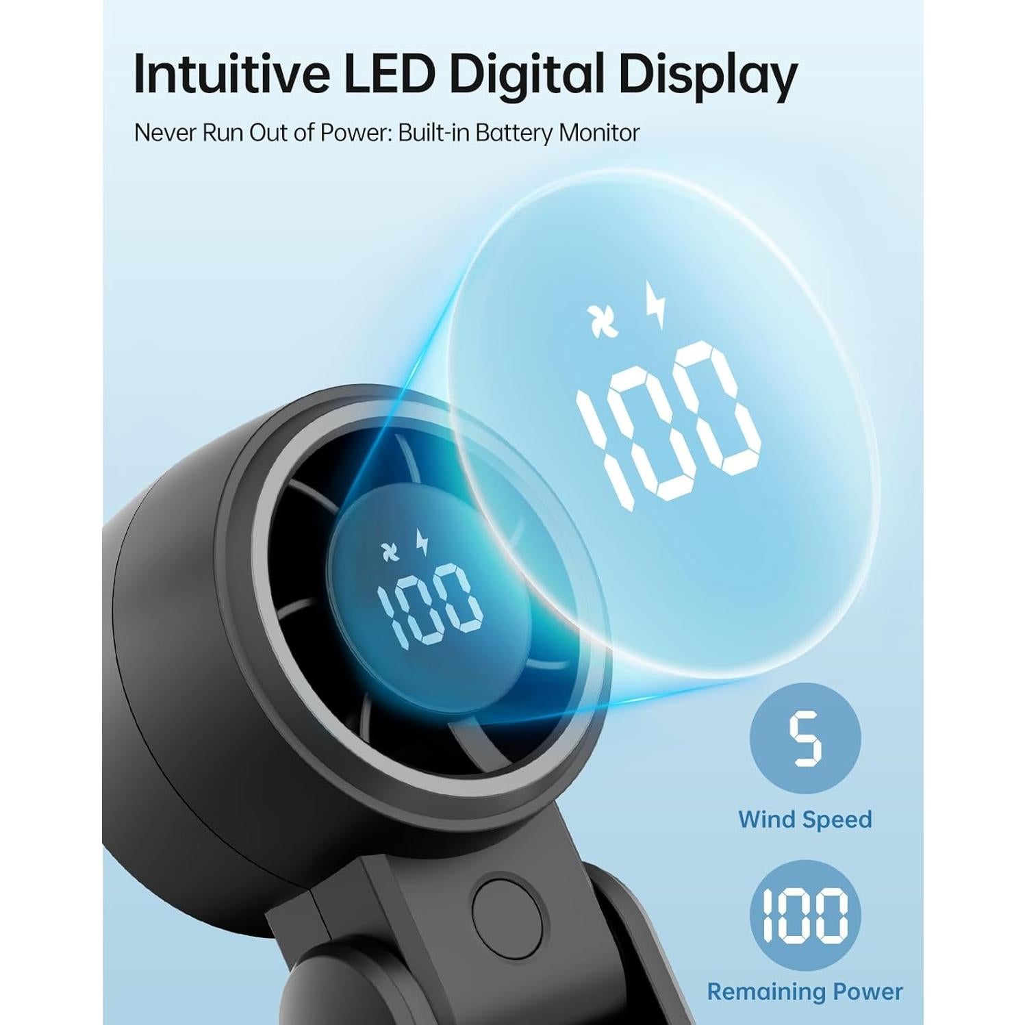 Ventilador Portátil TriPole KW41 3-en-1 Recargable Negro