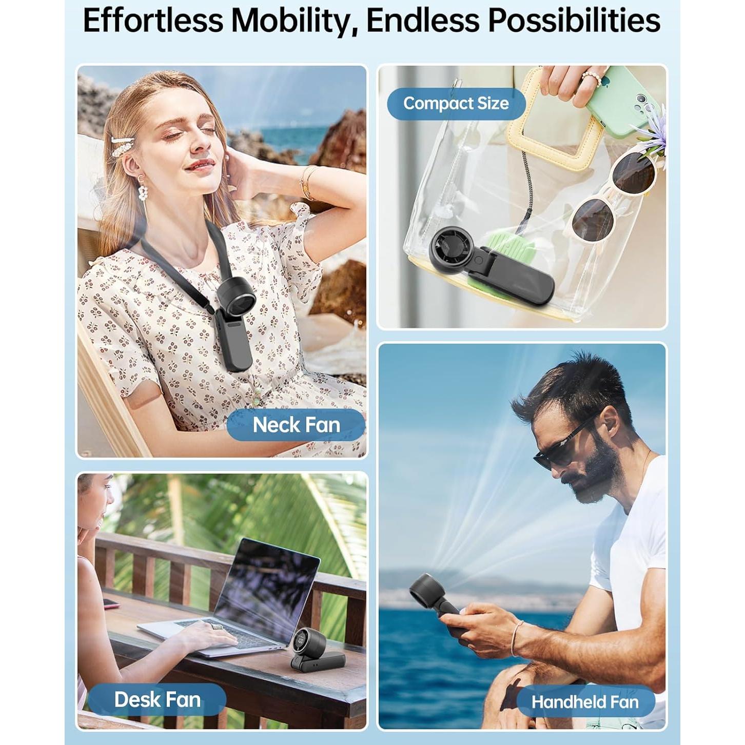 Ventilador Portátil TriPole KW41 3-en-1 Recargable Negro