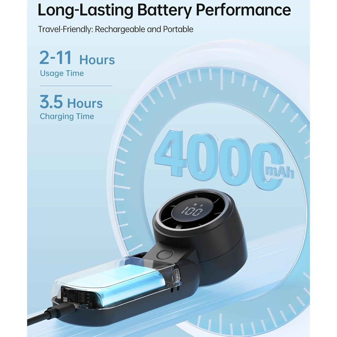 Ventilador Portátil TriPole KW41 3-en-1 Recargable Negro