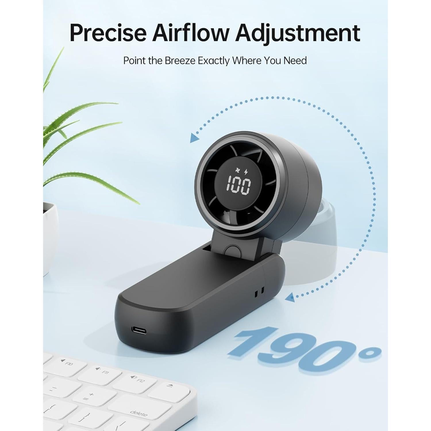 Ventilador Portátil TriPole KW41 3-en-1 Recargable Negro