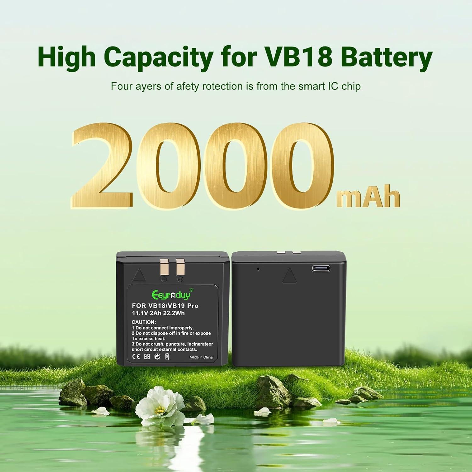 Batería de Litio Recargable Eeyrnduy VB18 2000mAh para Godox